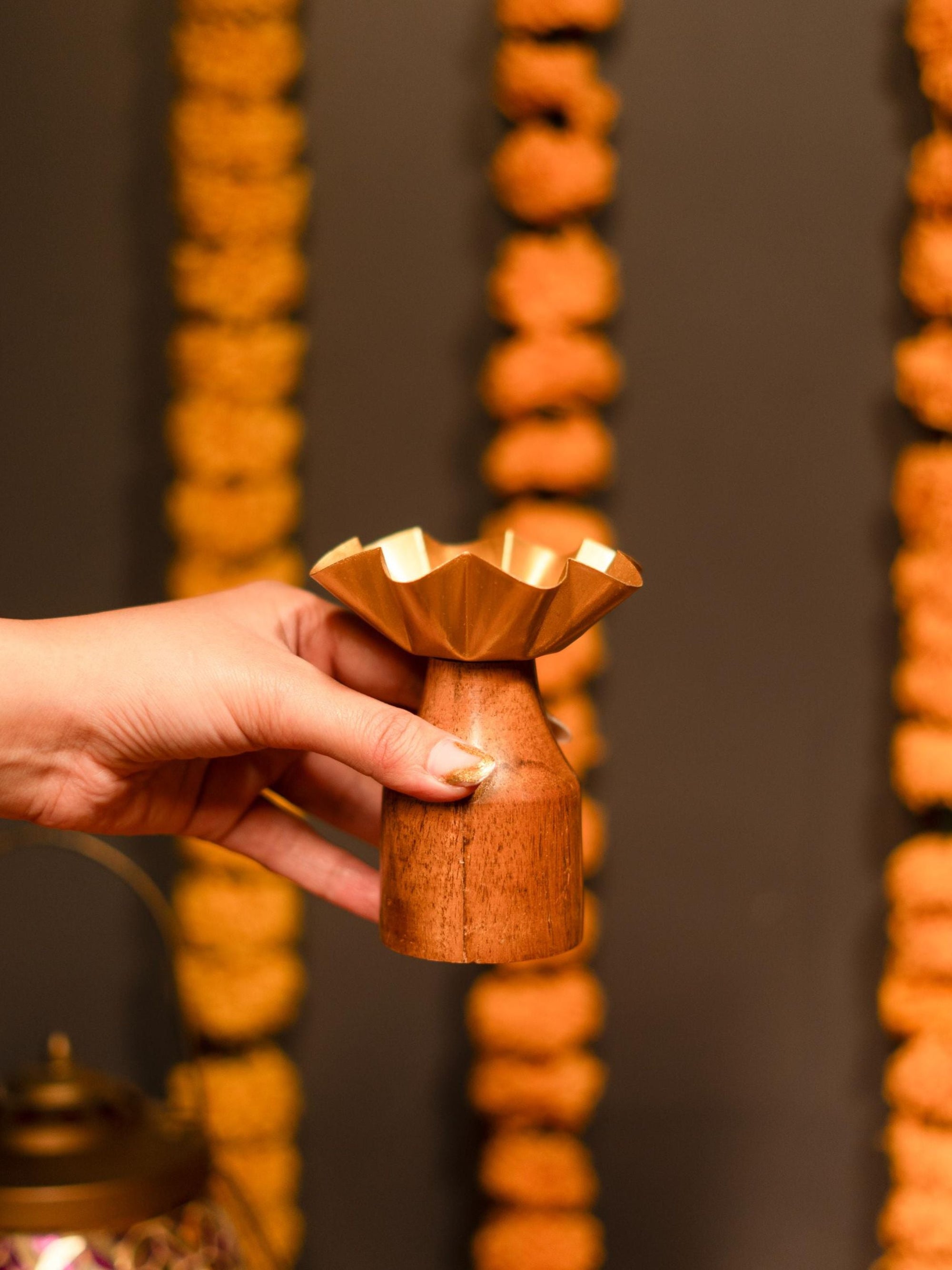 Rustic bloom tealight holder - set of 2