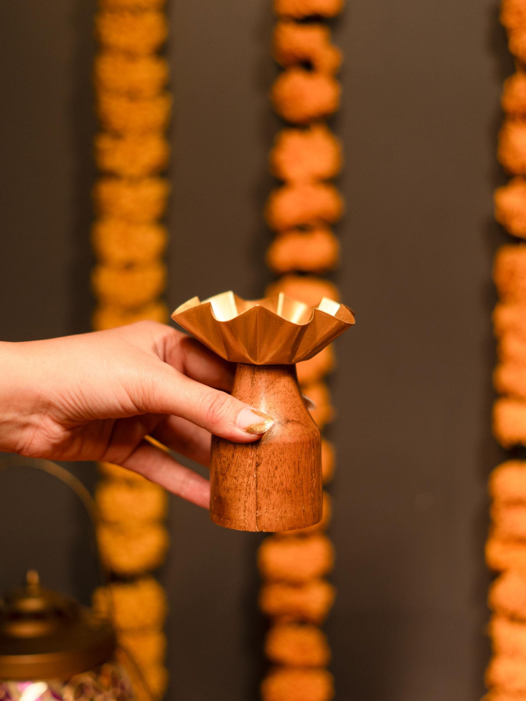 Rustic bloom tealight holder - set of 2