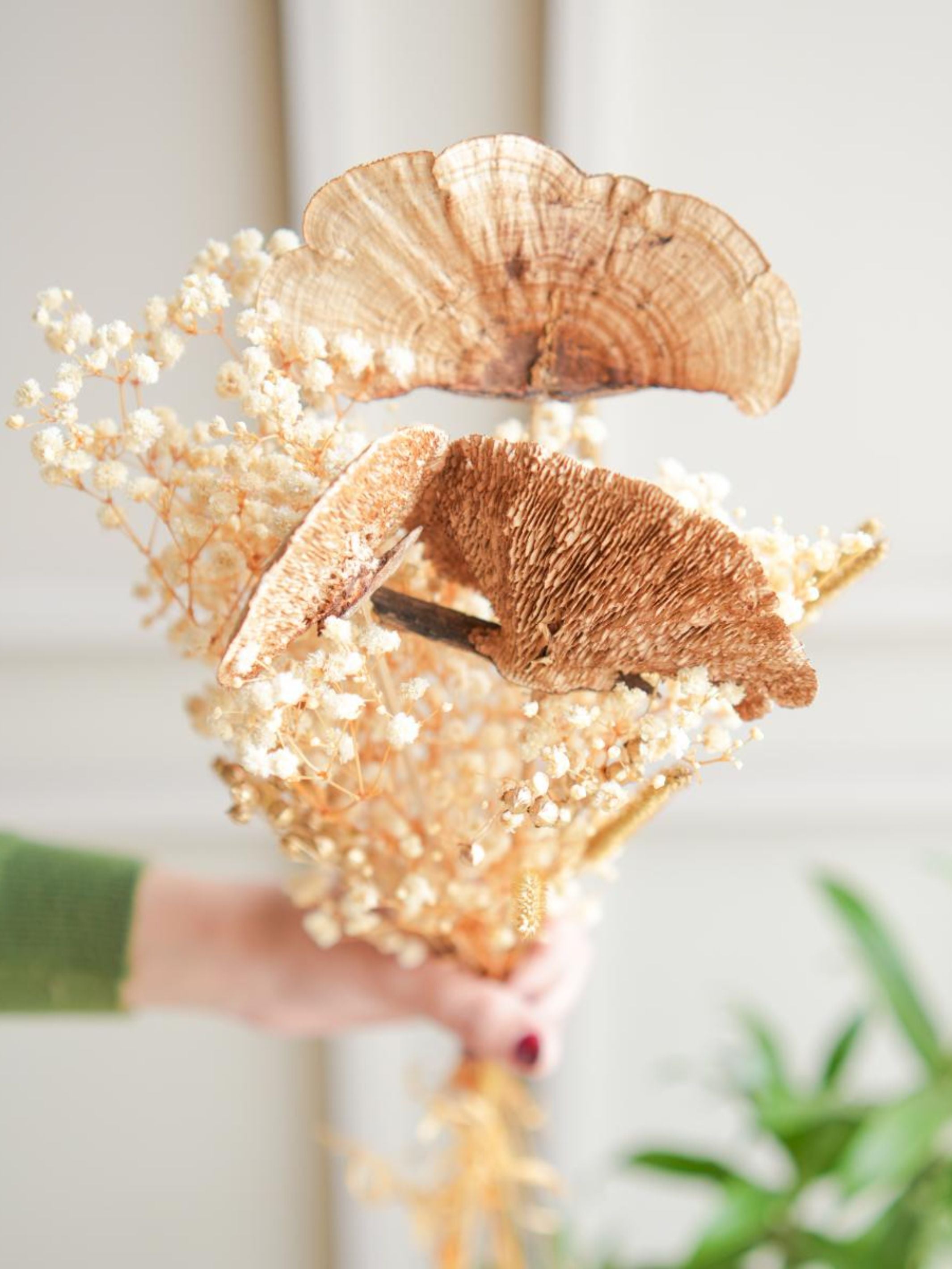 Golden harvest bunch with snow white vase