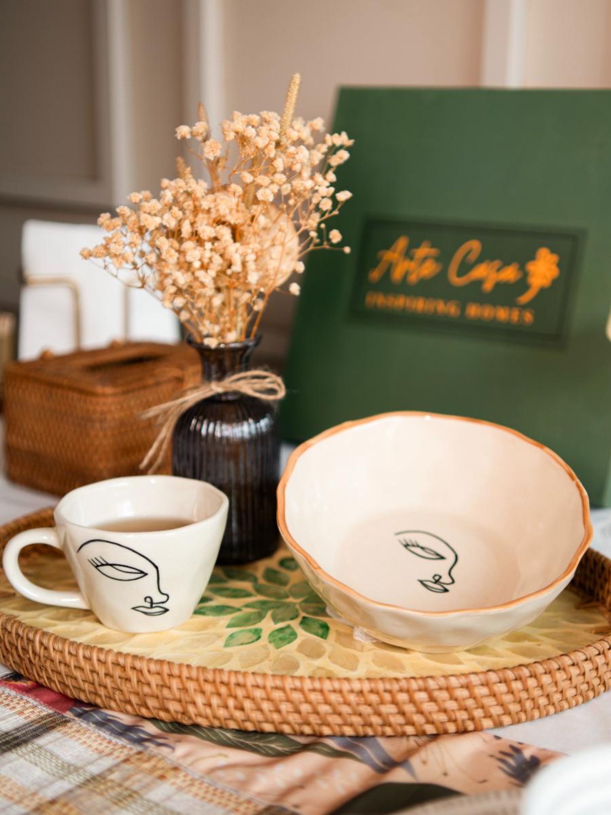 Abstract face breakfast set