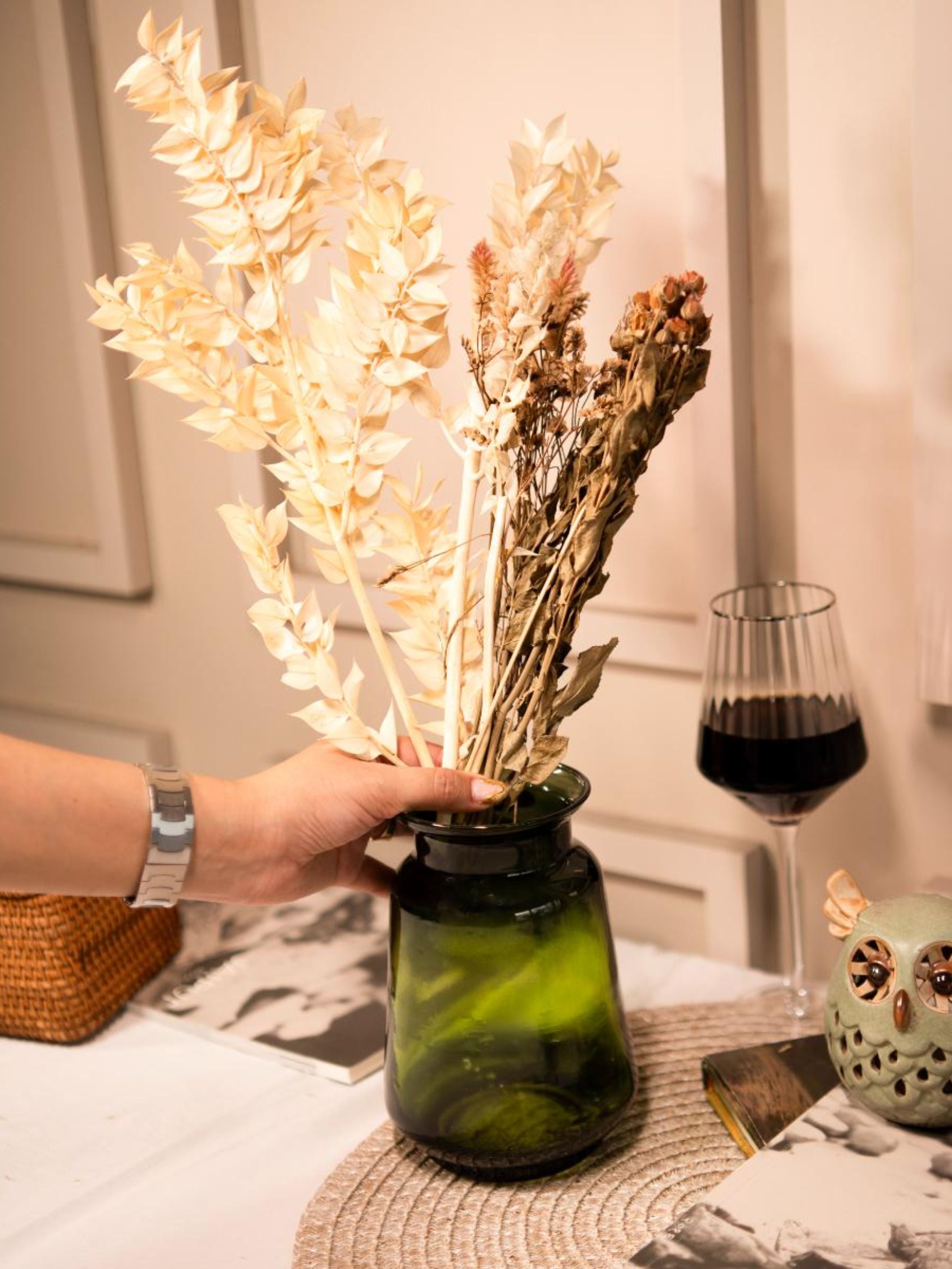 Emerald Elegance Vase with bunch