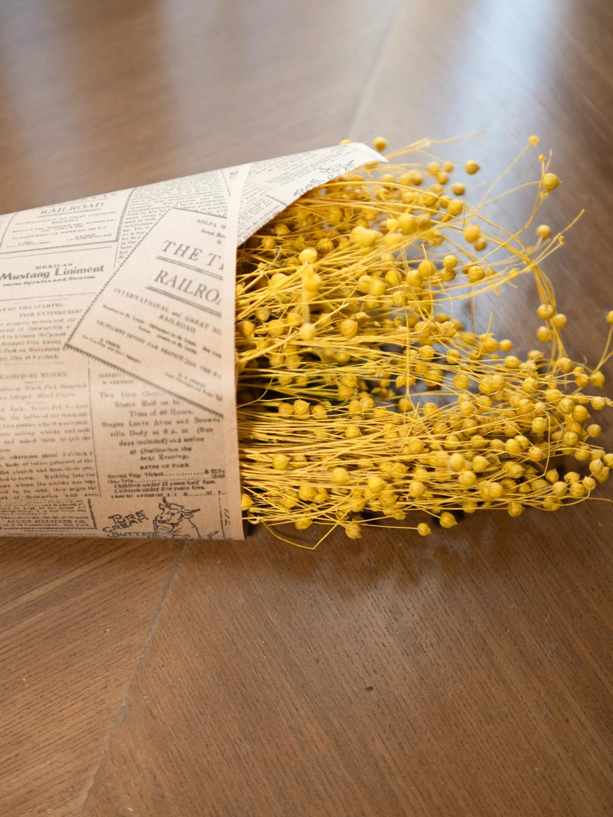 Yellow flax dried flower
