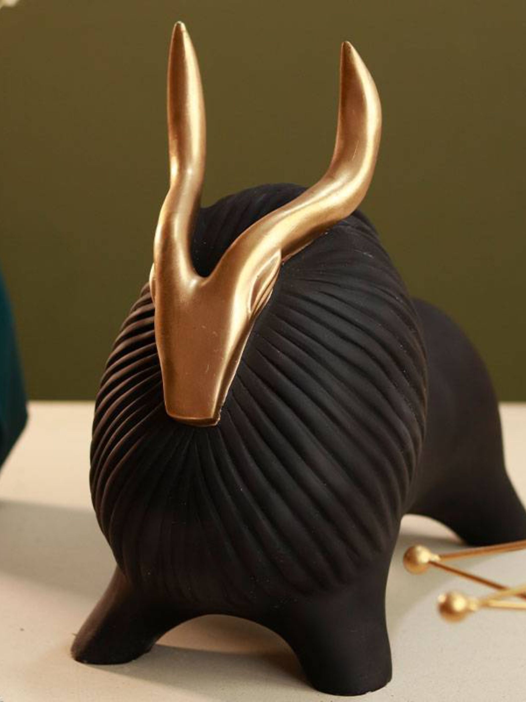 Horned Zen Yak sculpture-Black