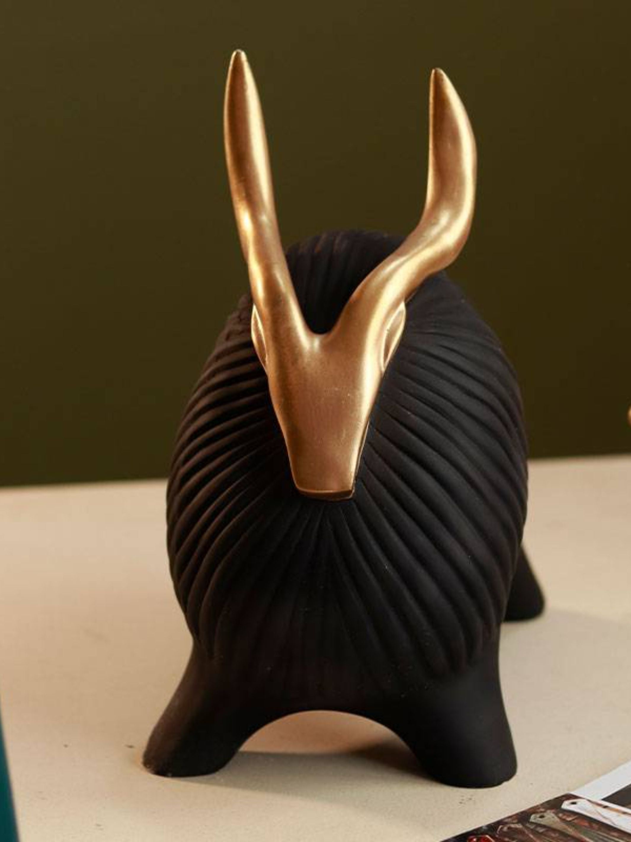 Horned Zen Yak sculpture-Black