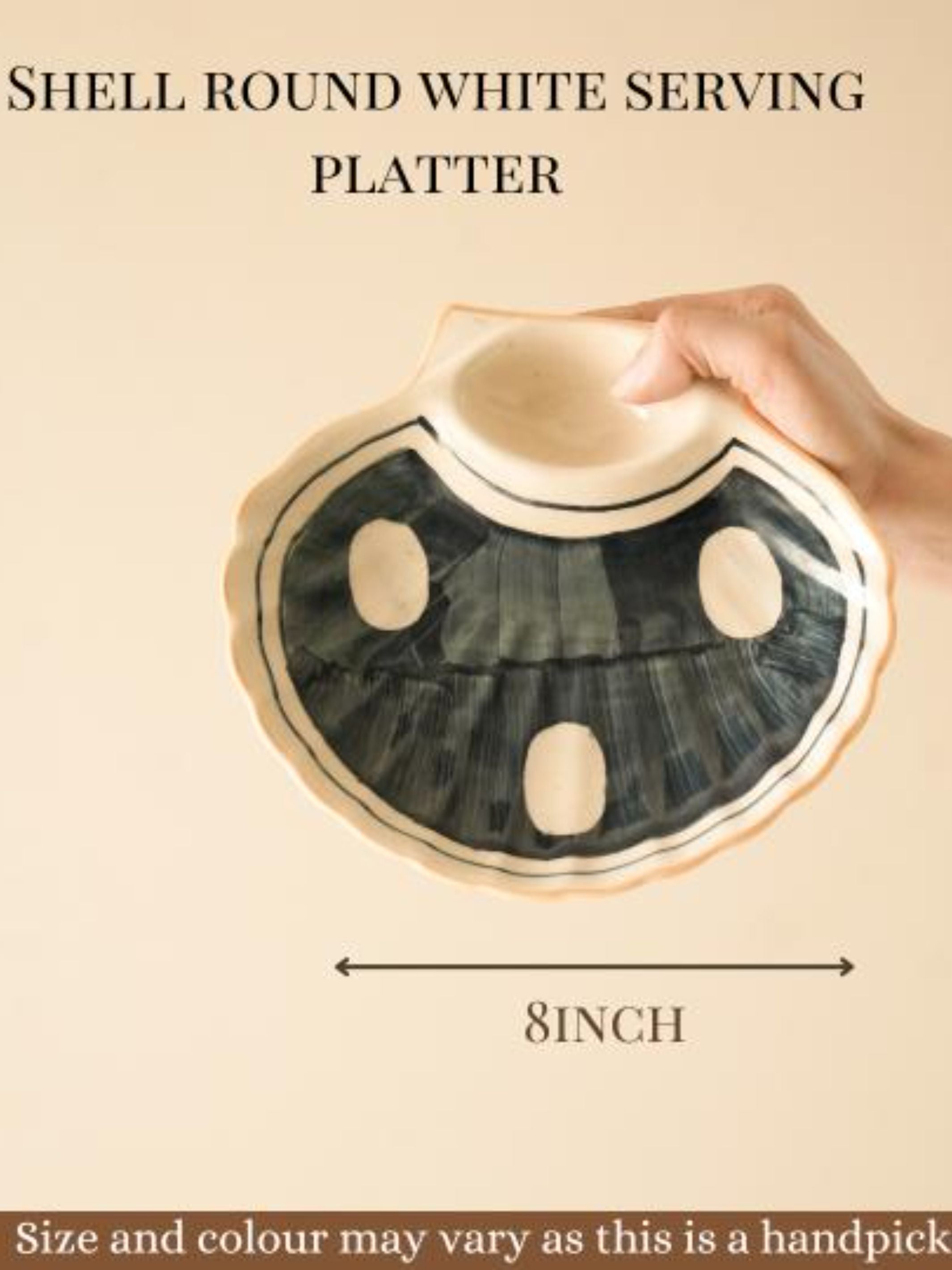 Shell round white serving platter