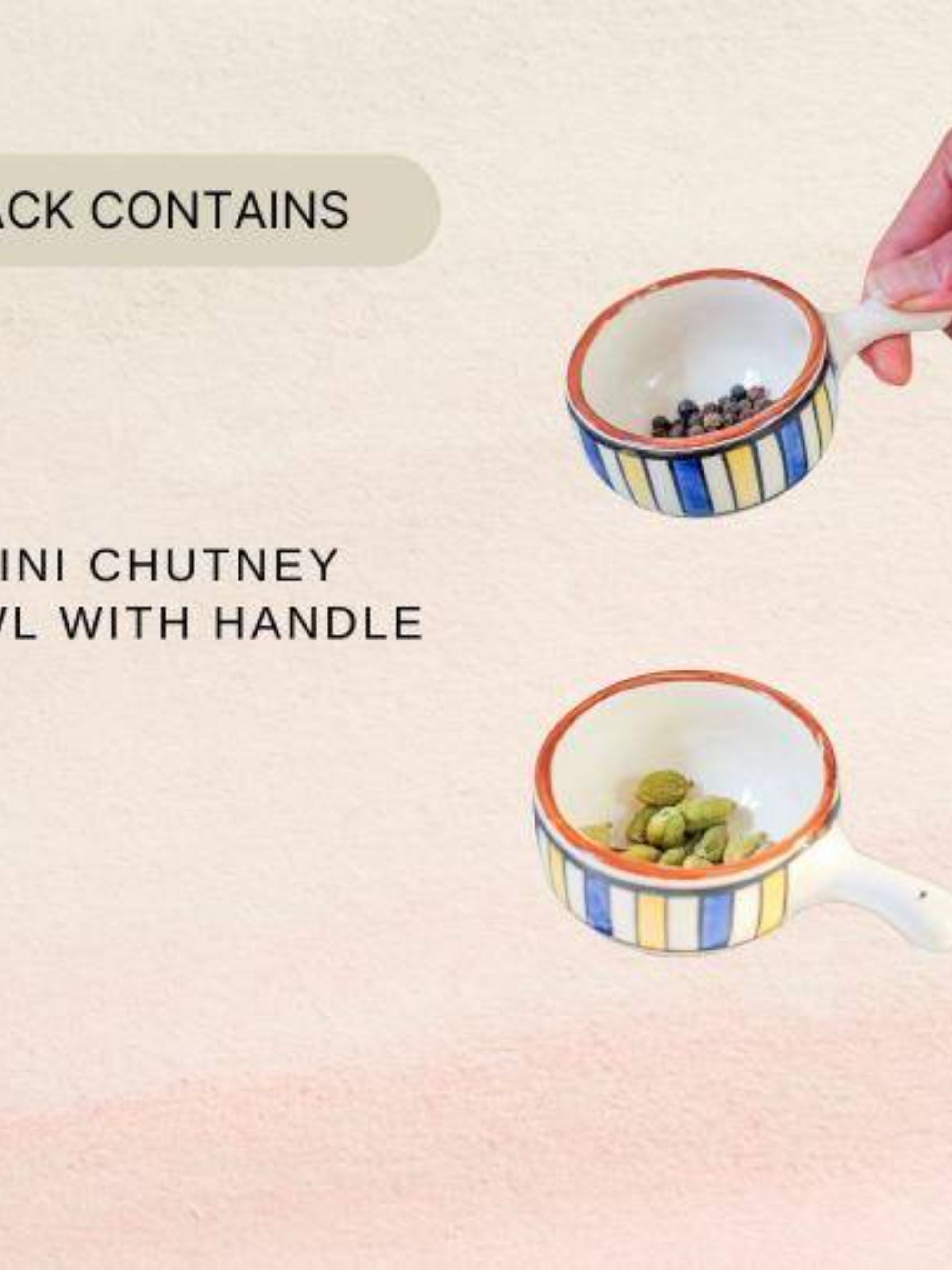 Mini chutney bowl set of 2 with handle