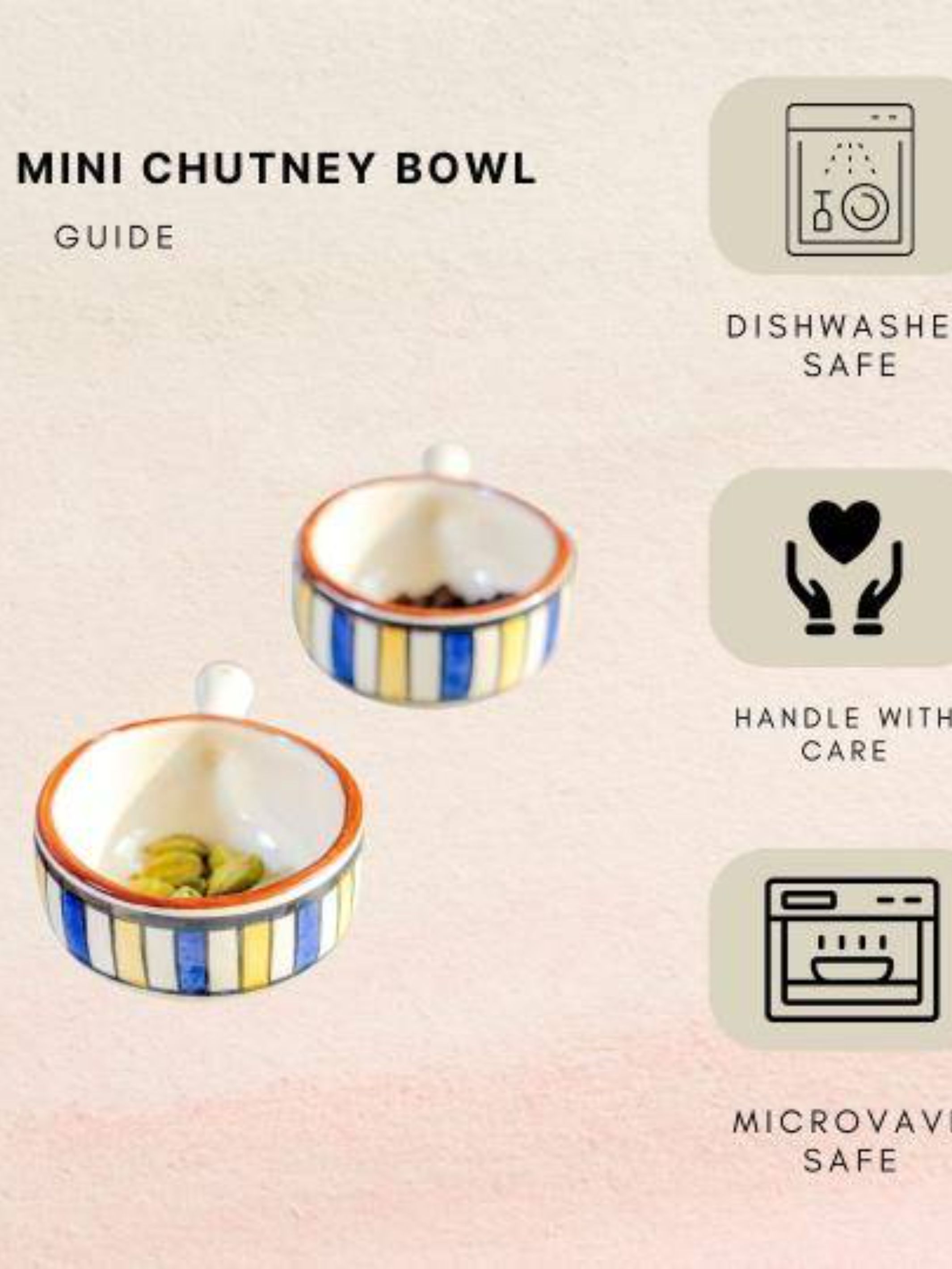 Mini chutney bowl set of 2 with handle