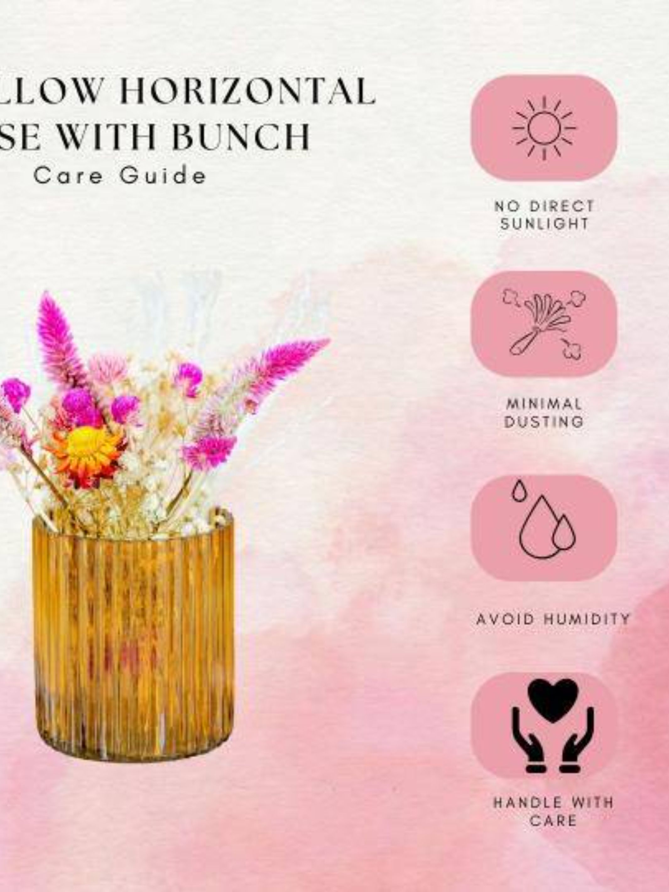 Yellow horizontal vase with Garden bunch