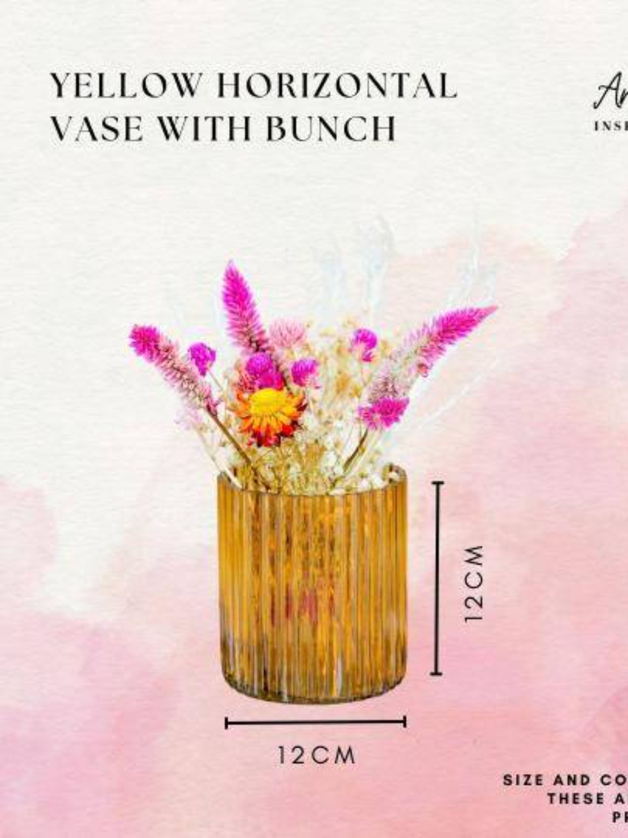 Yellow horizontal vase with Garden bunch