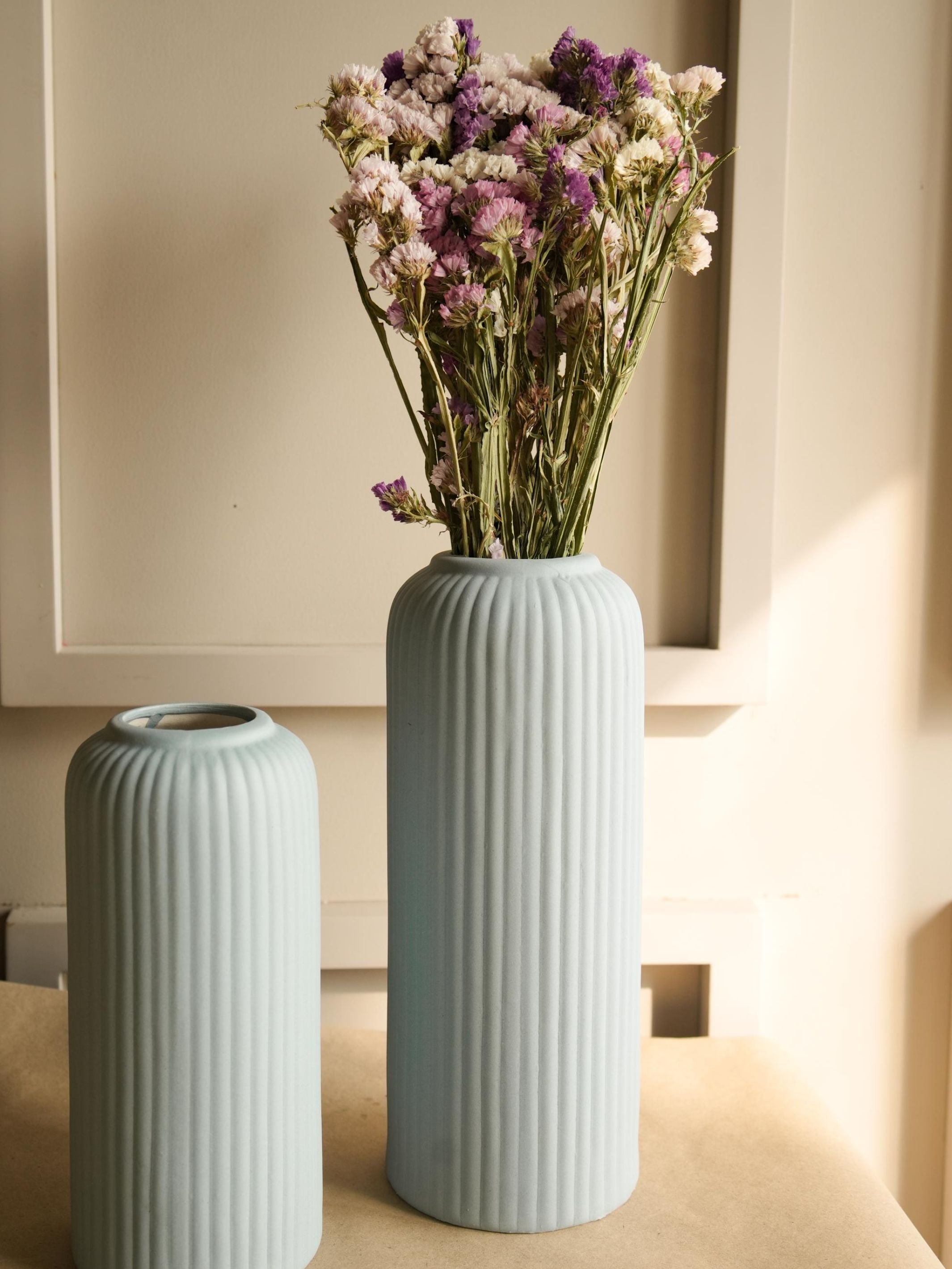 Modern Ribbed vase set of 3