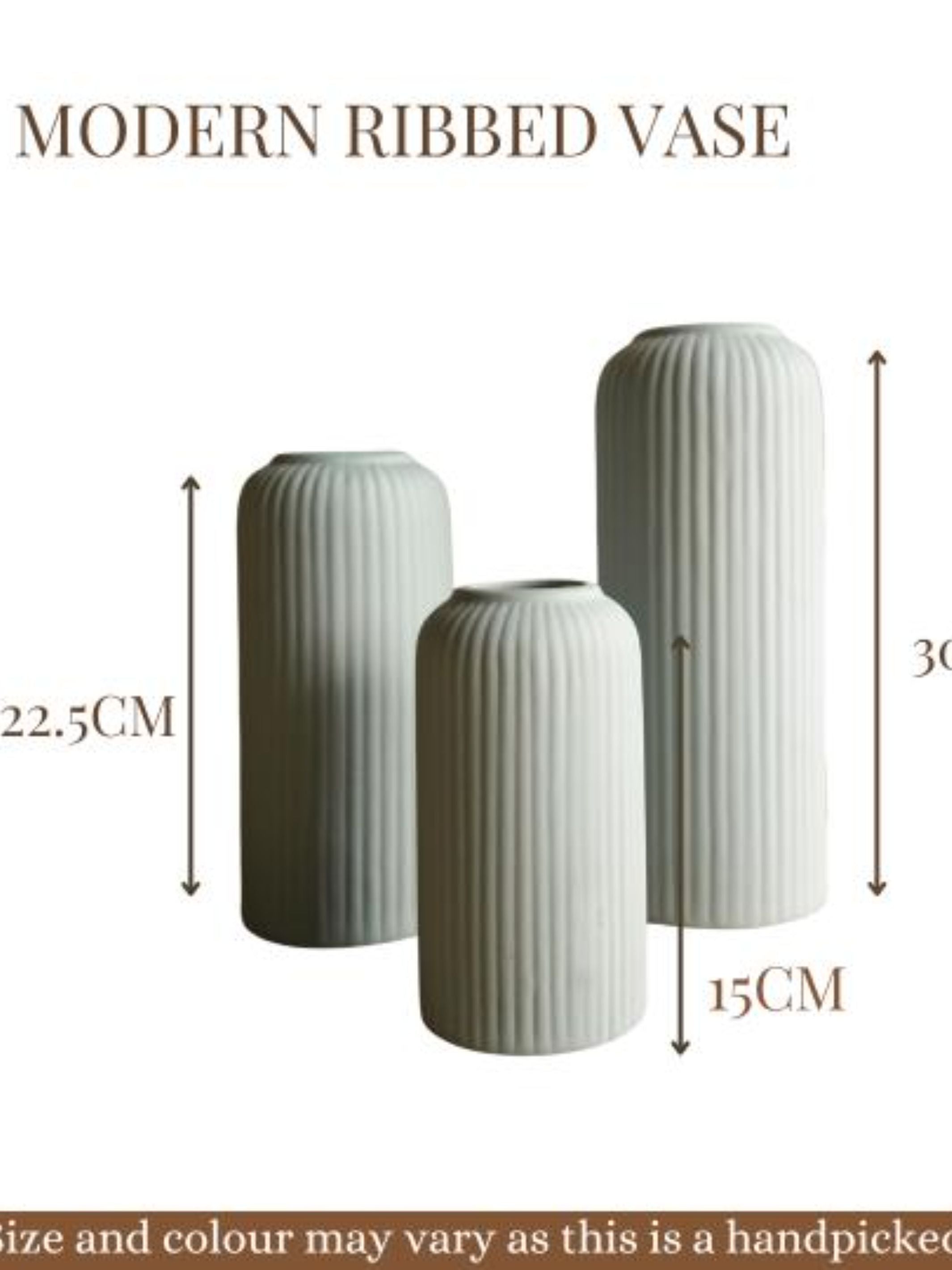 Modern Ribbed vase set of 3