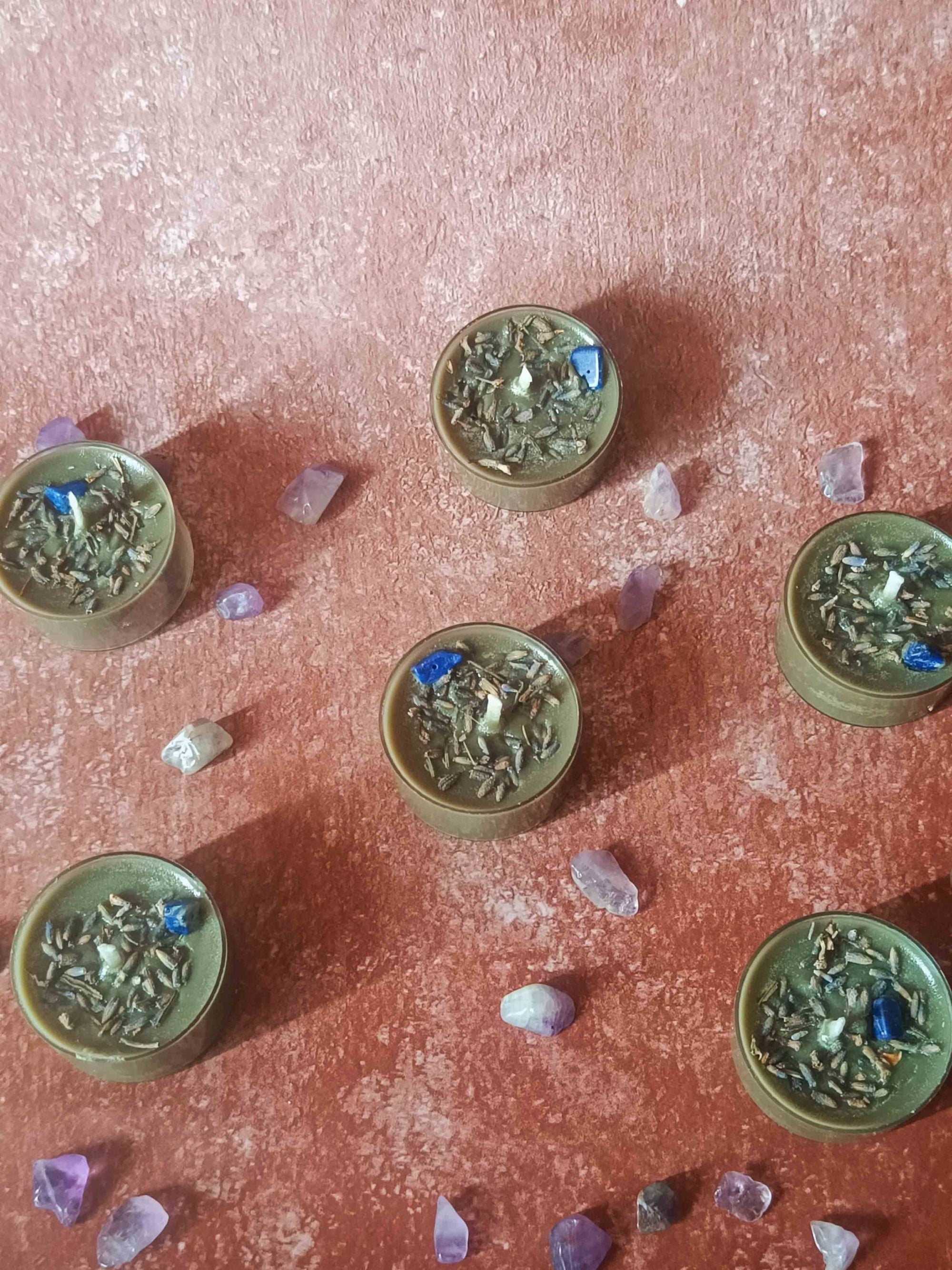 Tealight Candle Set Of 6 - Azurite Crystal