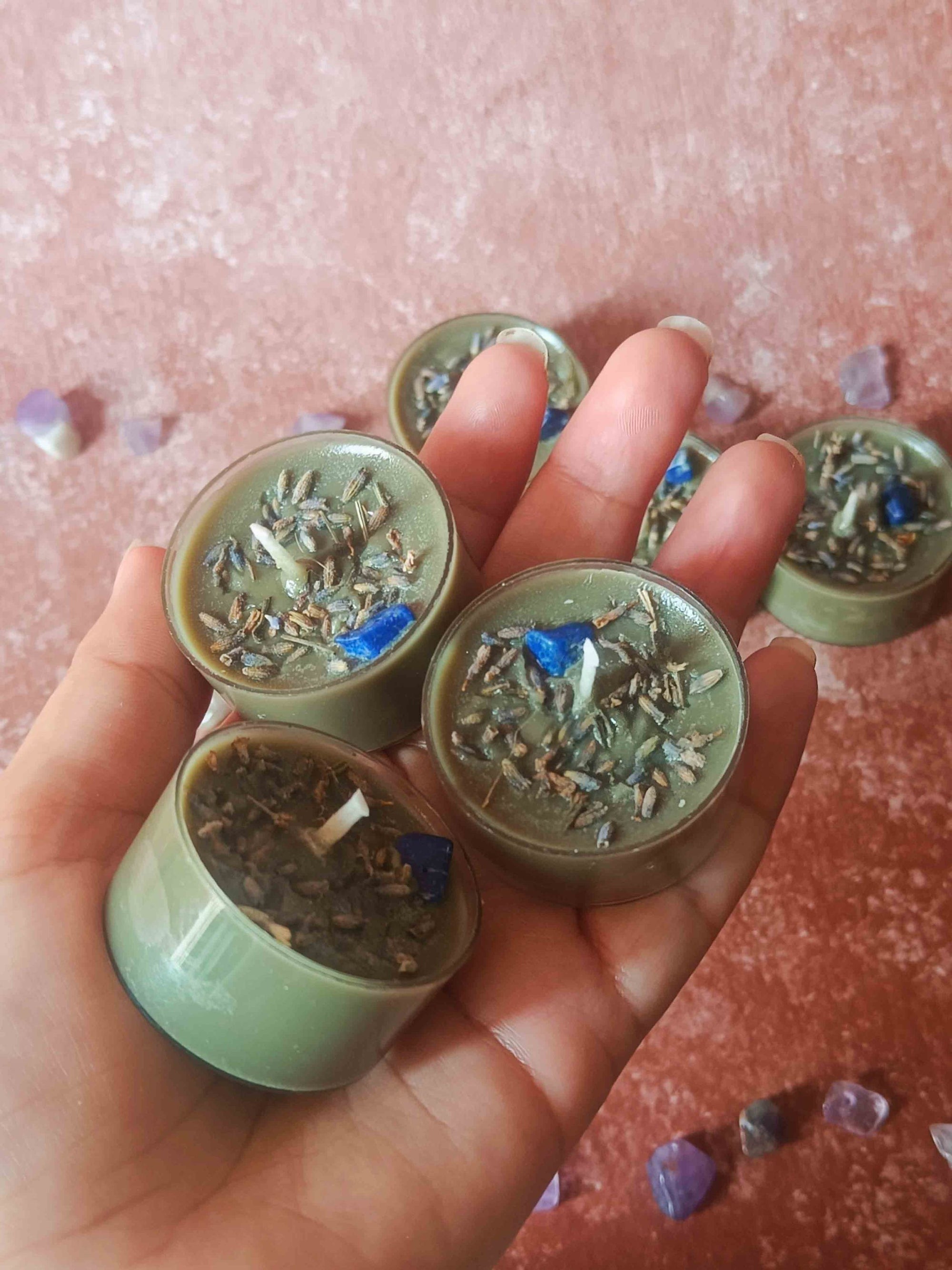 Tealight Candle Set Of 6 - Azurite Crystal
