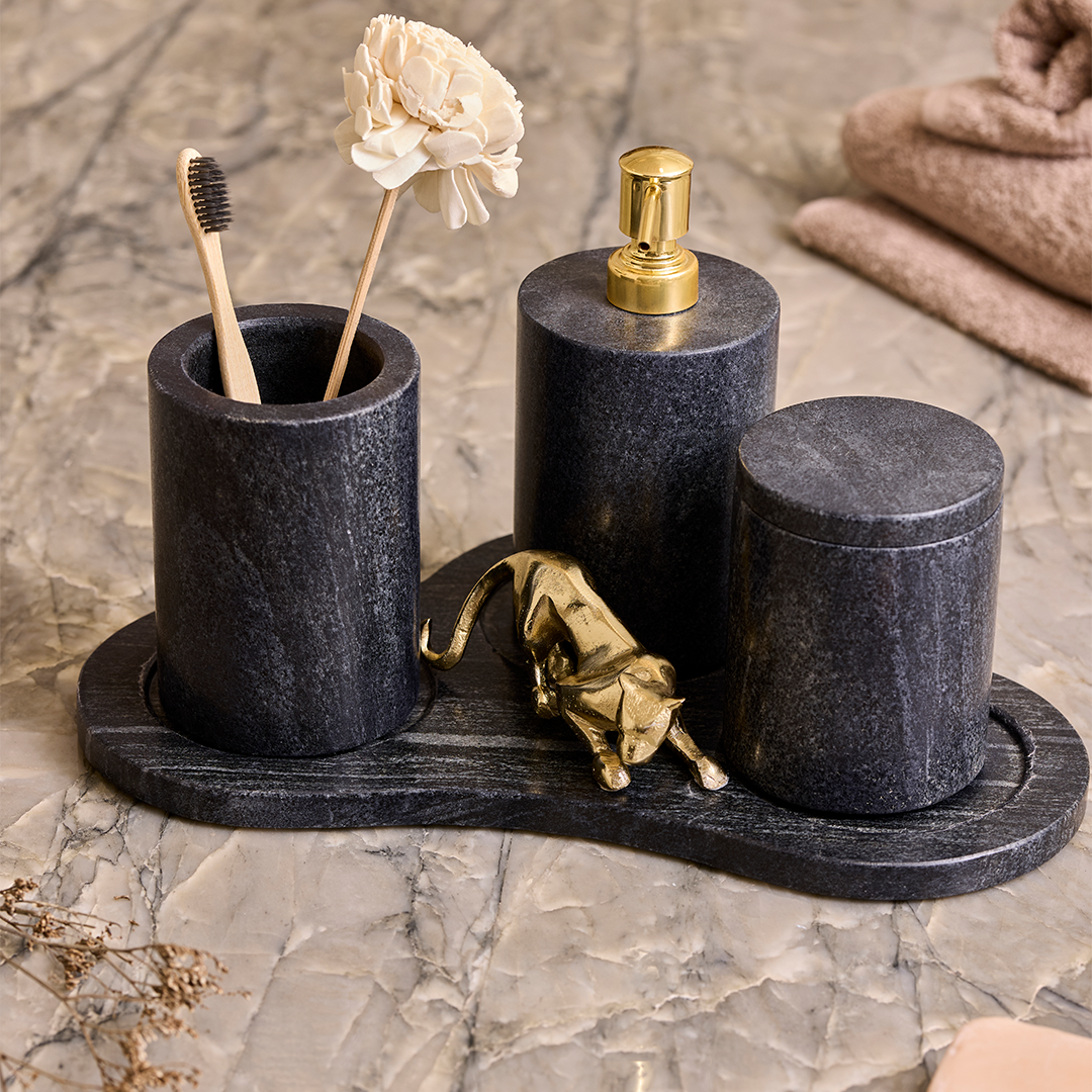 Handmade Luxe - Black Bathroom Set with panther
