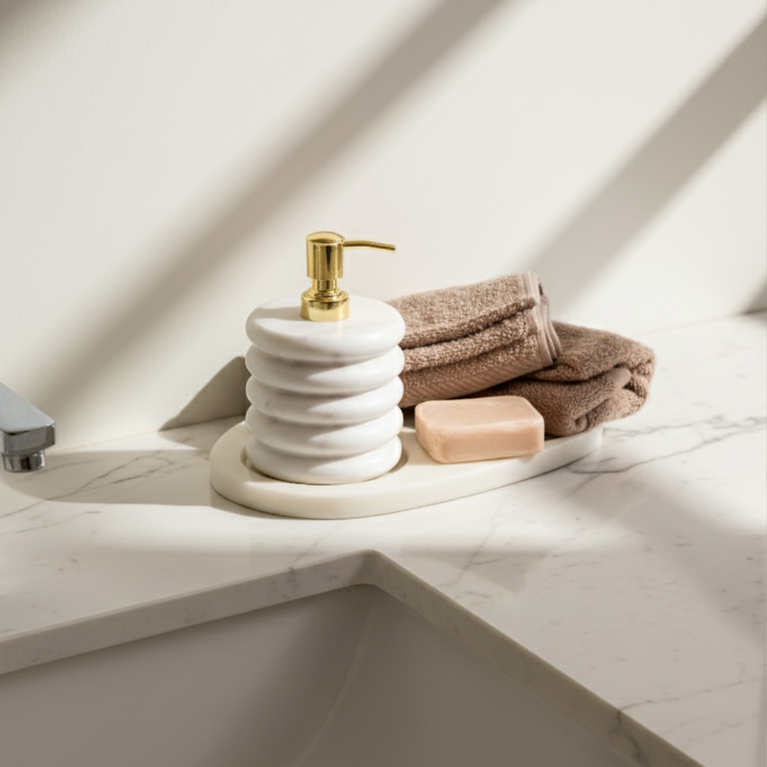 Handmade Luxe – White Marble Bathroom Set