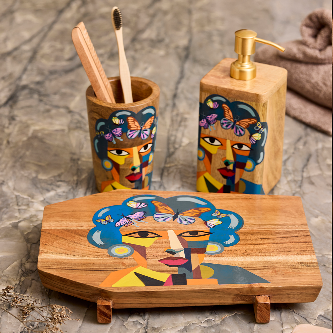 Neo - Handpainted Bathroom Set with Tray