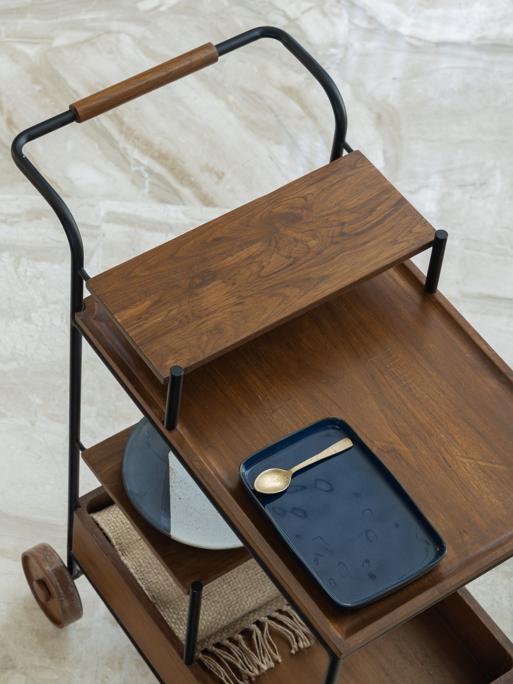 Wooden & Metal Trolley - Big Wheels