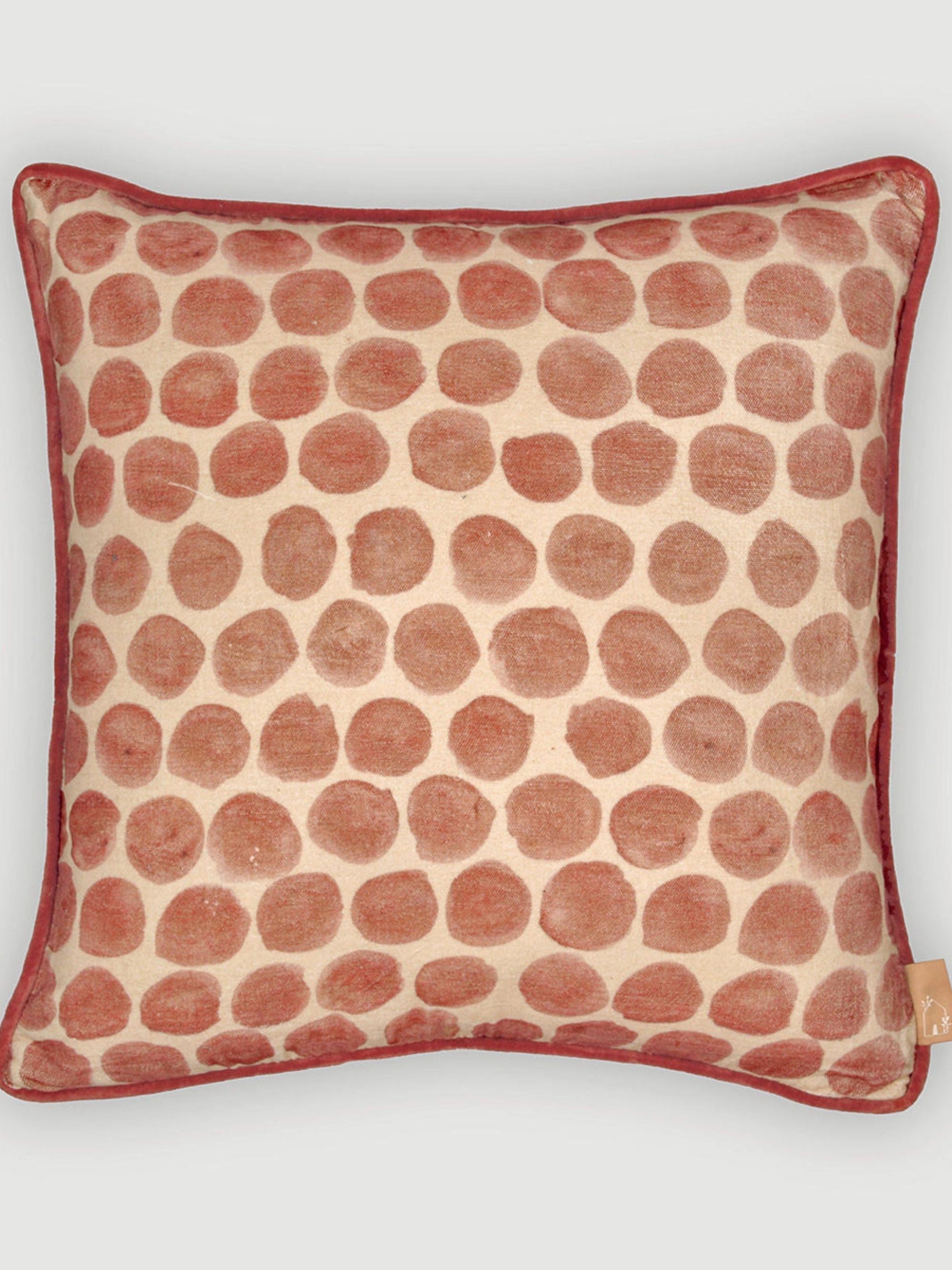 Polka Dot Rhubarb Velvet Cushion Cover