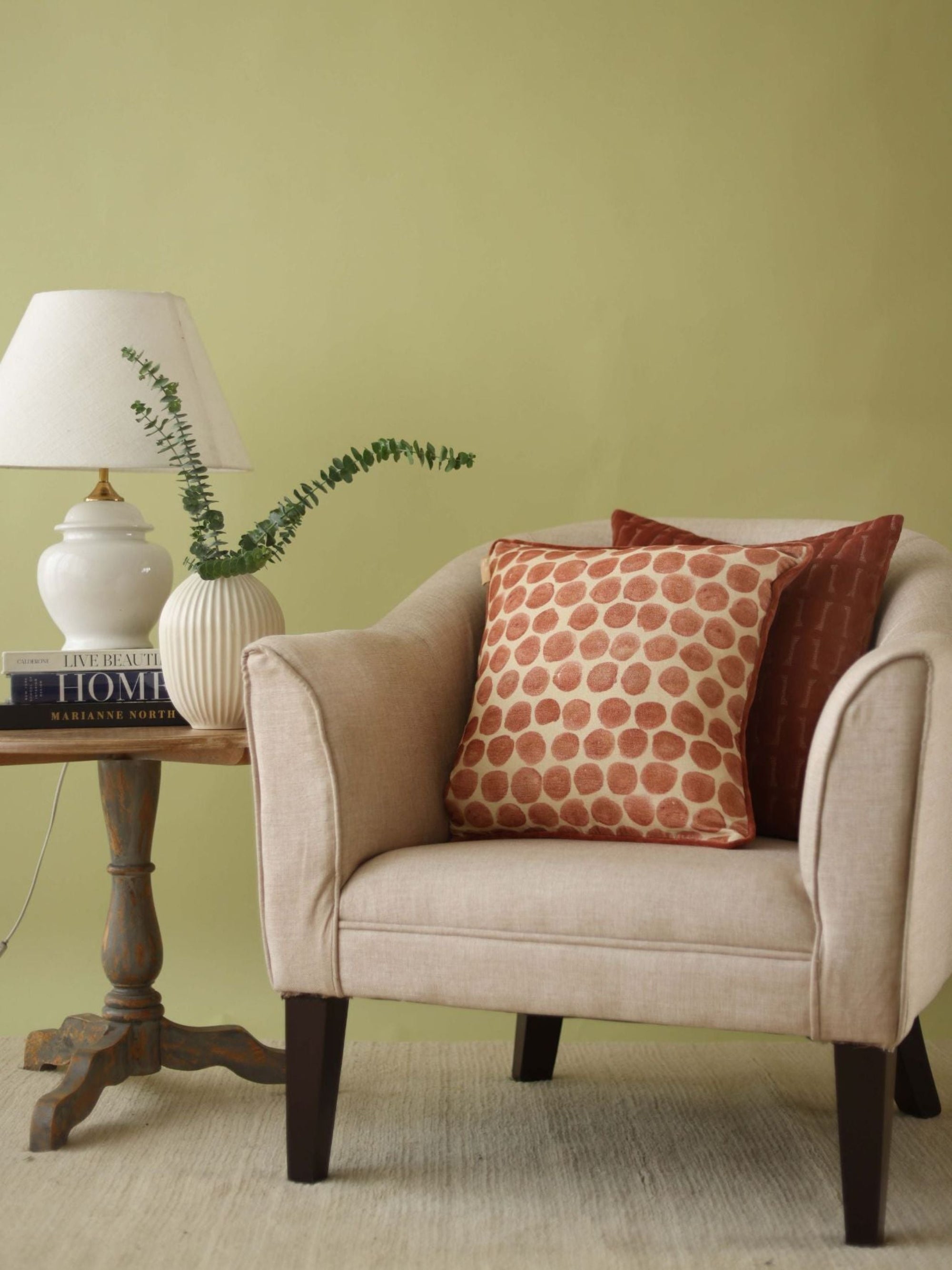 Polka Dot Rhubarb Velvet Cushion Cover