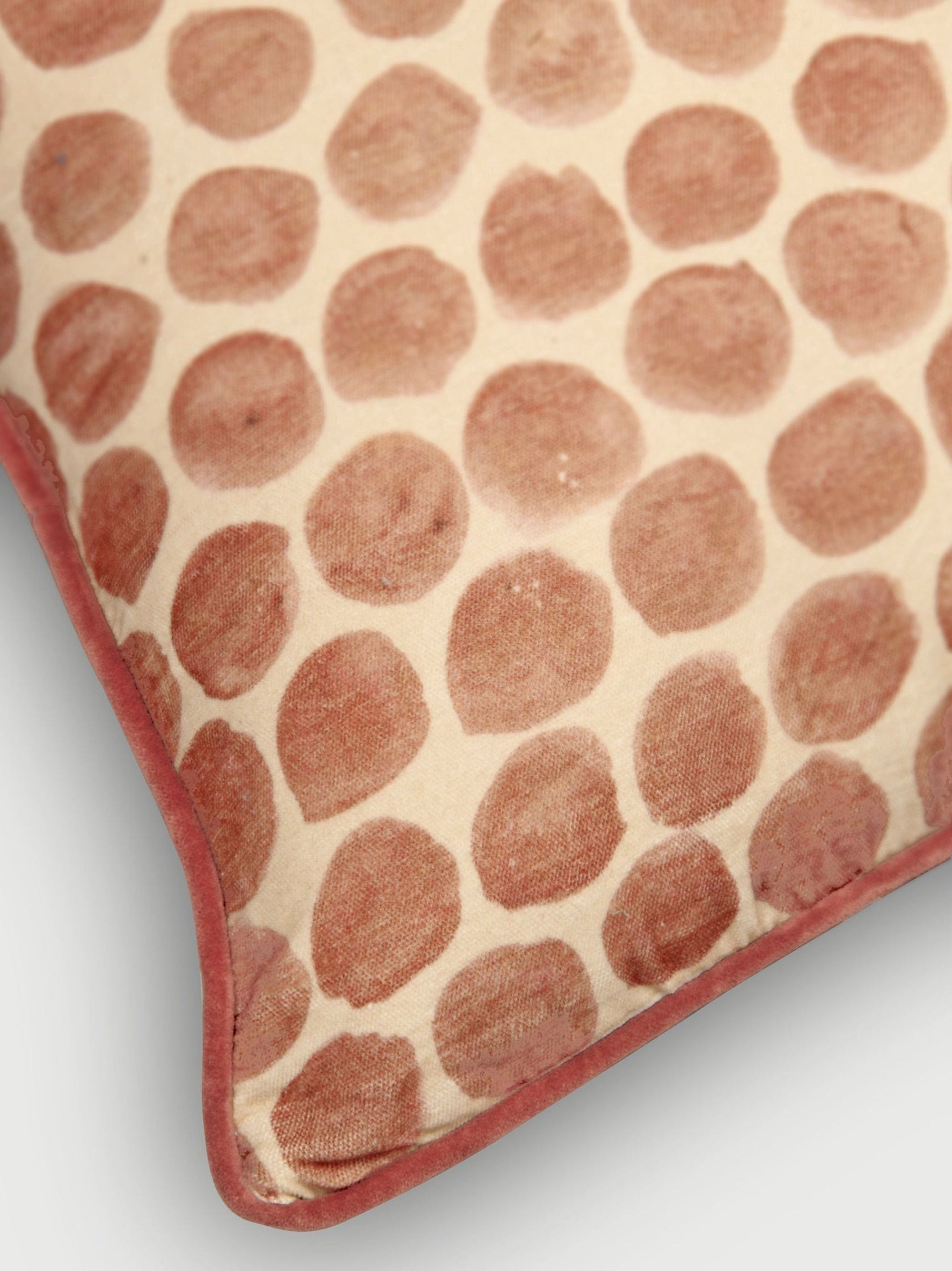 Polka Dot Rhubarb Velvet Cushion Cover