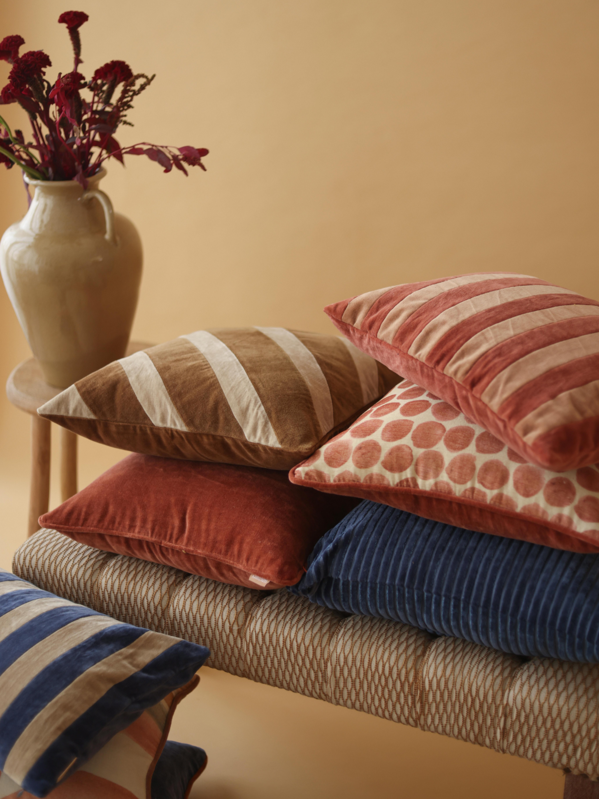 Polka Dot Rhubarb Velvet Cushion Cover