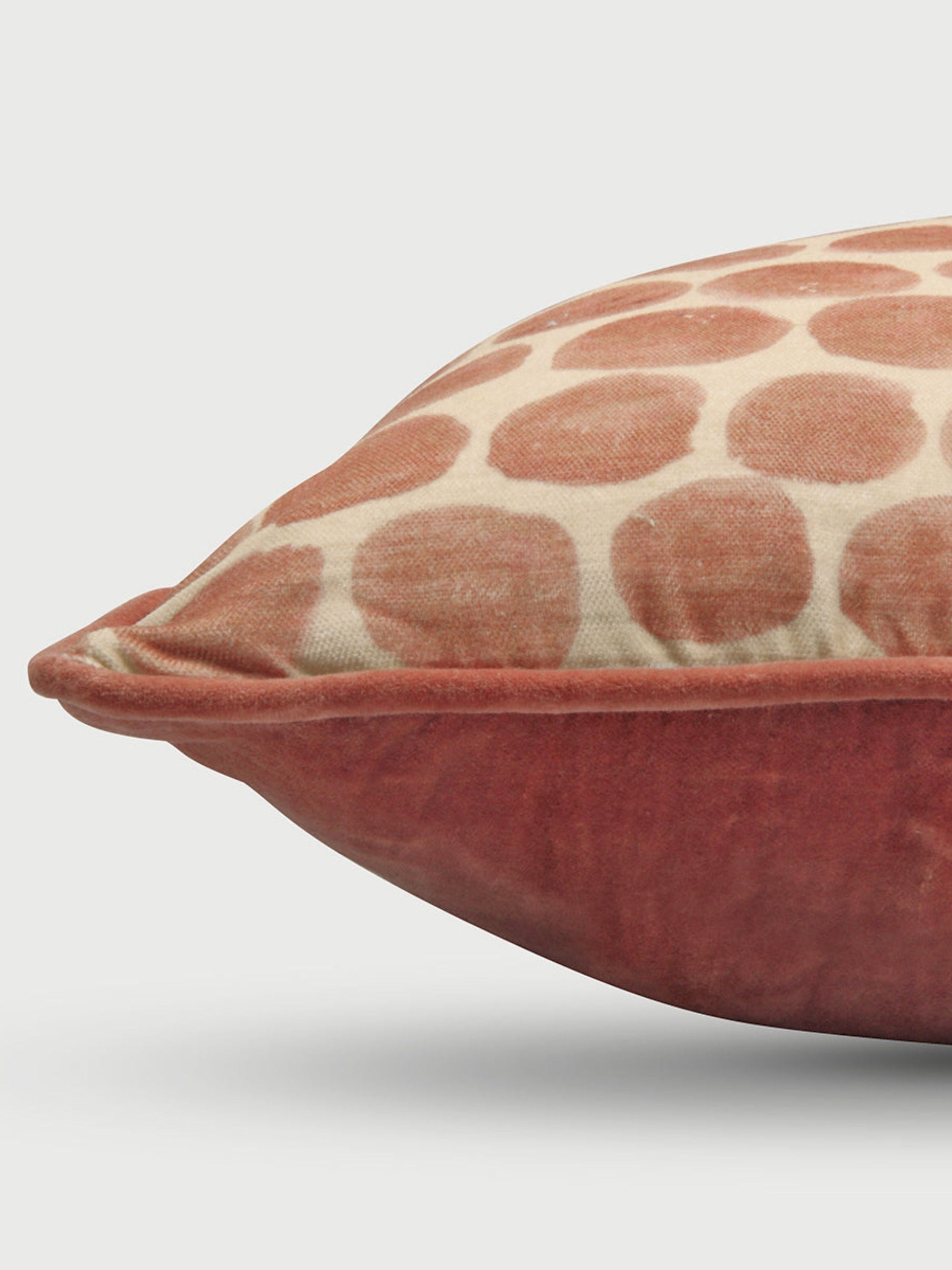 Polka Dot Rhubarb Velvet Cushion Cover