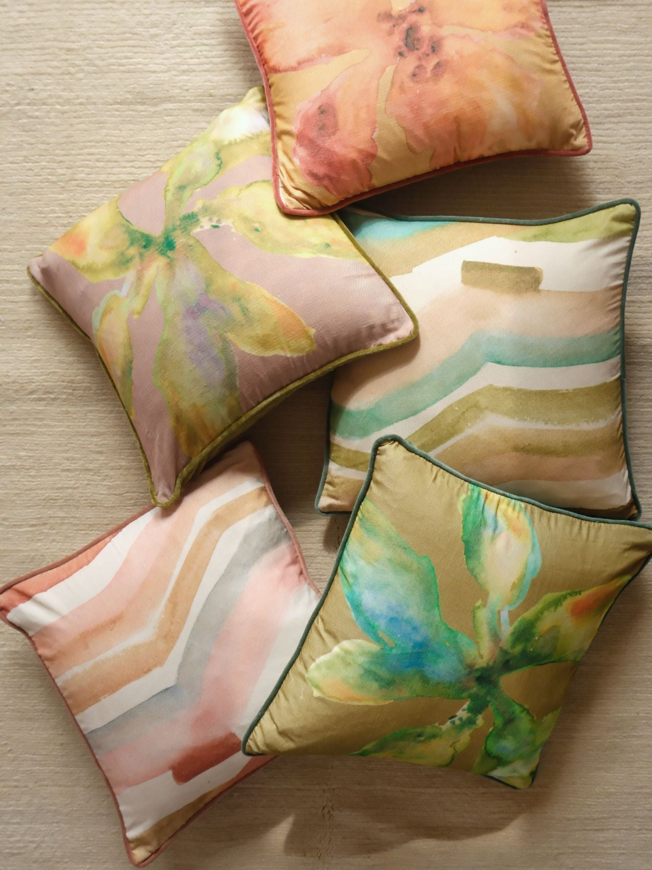 Bloom Olive Velvet Cushion Cover
