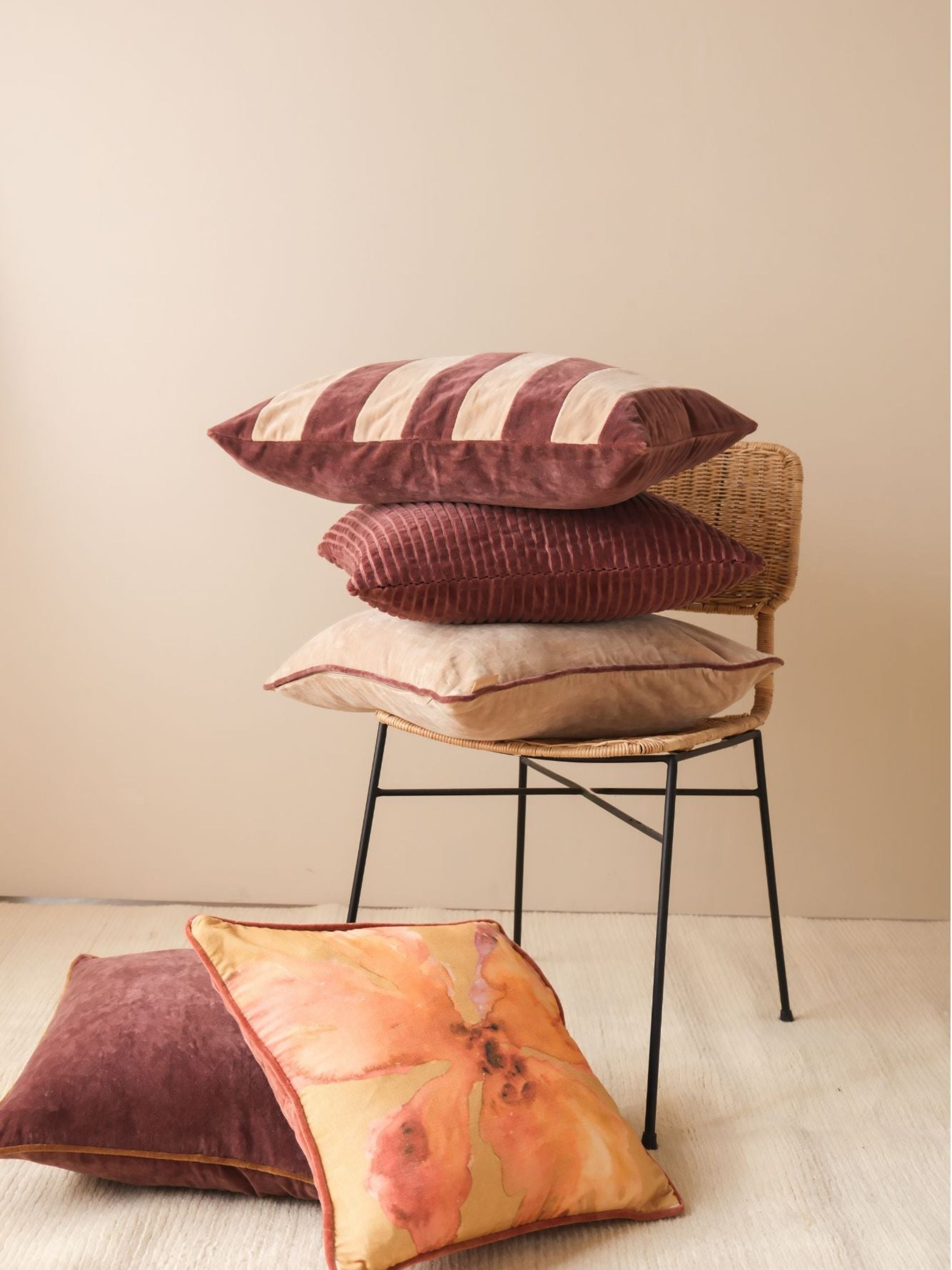 Bloom Ochre Velvet Cushion Cover