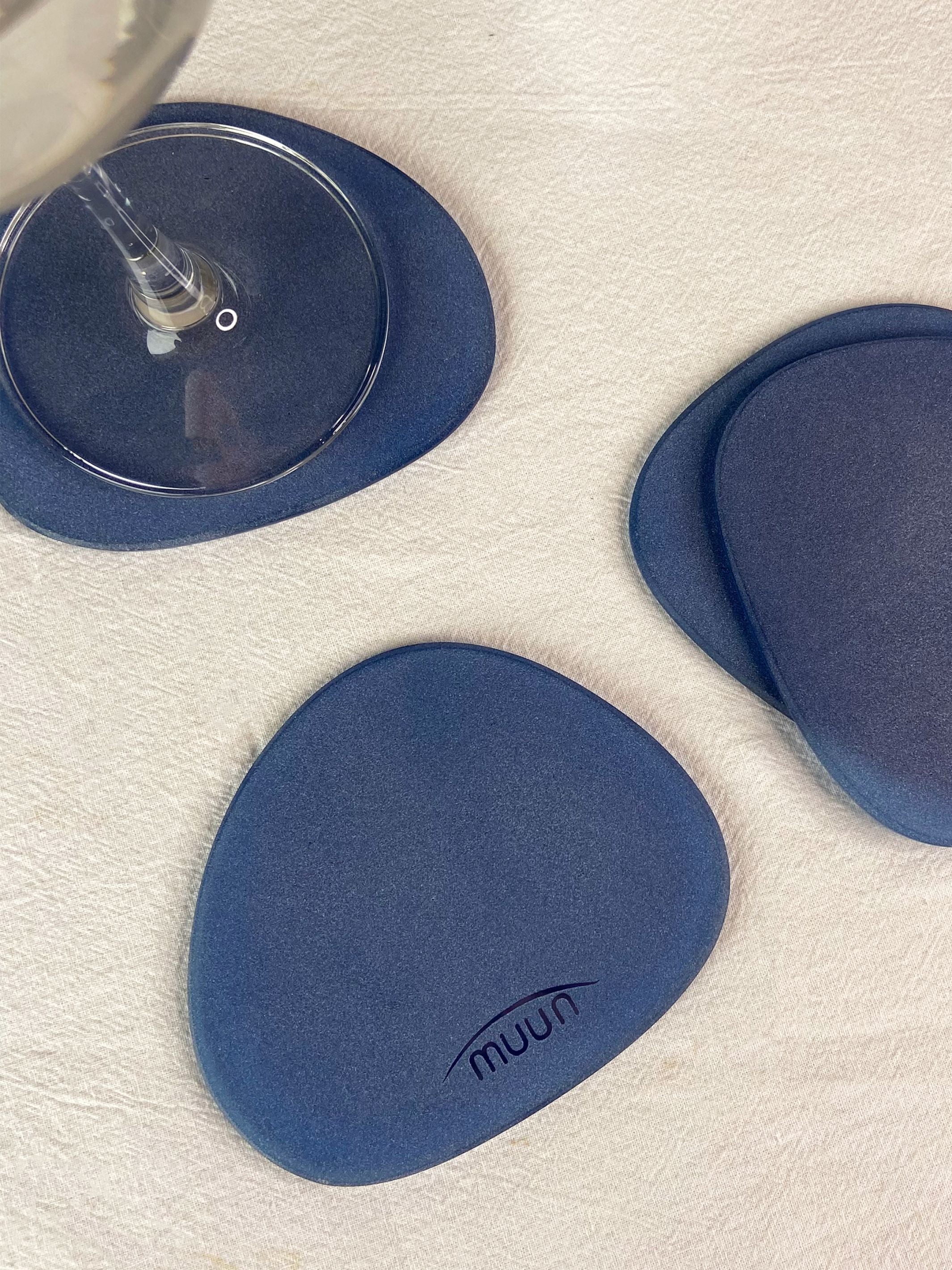 Blue Frosted Glass Coasters Set of 4