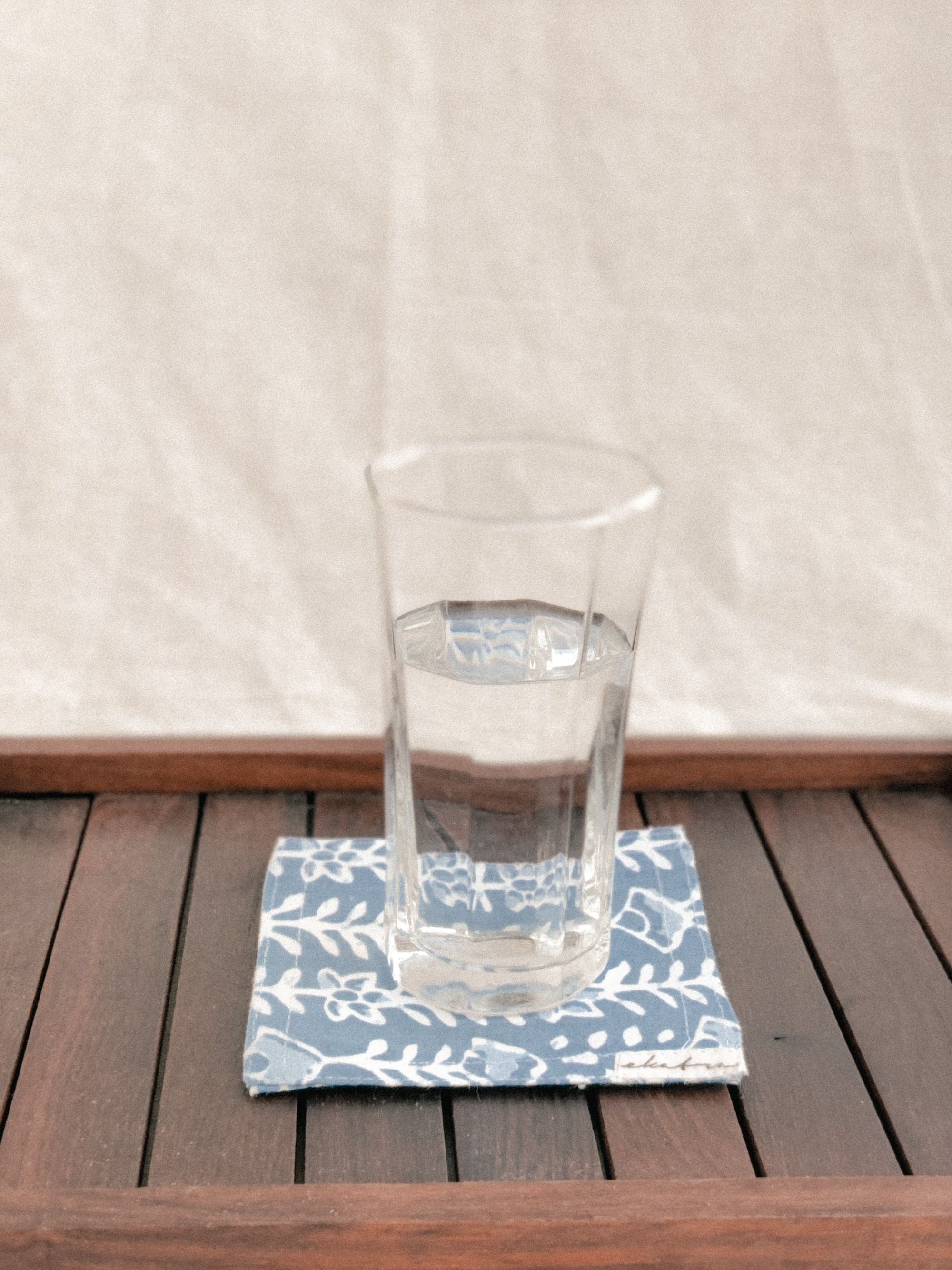 Cotton Coasters Set of 6 - Blue Leaf