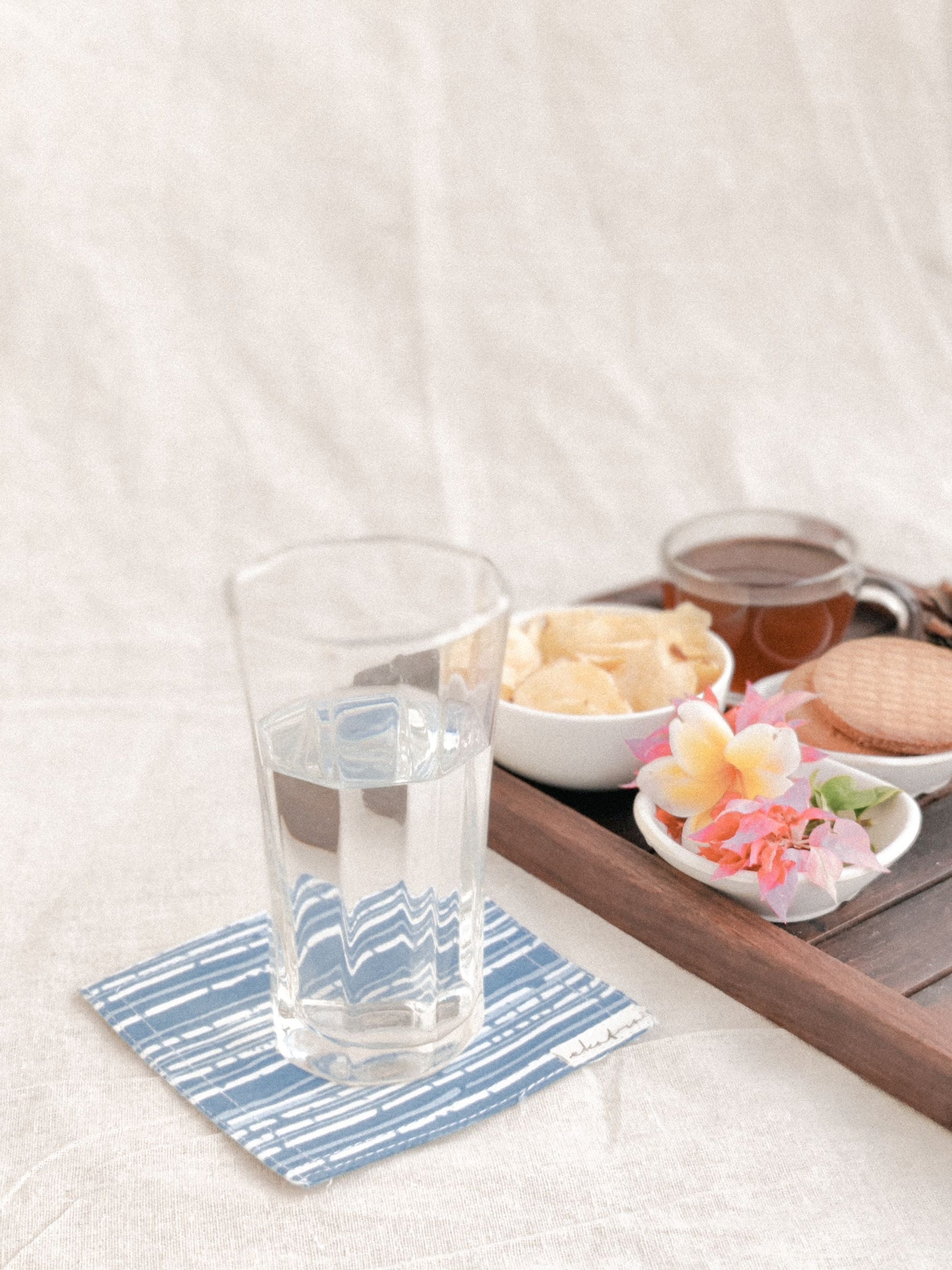 Cotton Coasters Set of 6 - Blue Strpies