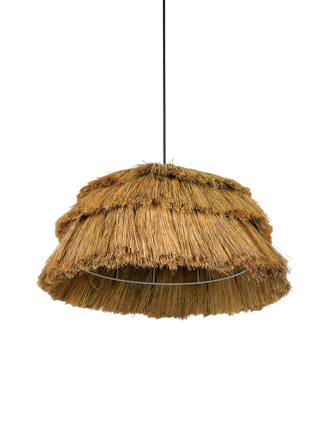 Bohemian Glow: Fringed Munja Hay Pendant Light Adds Rustic Charm & Modern Flair