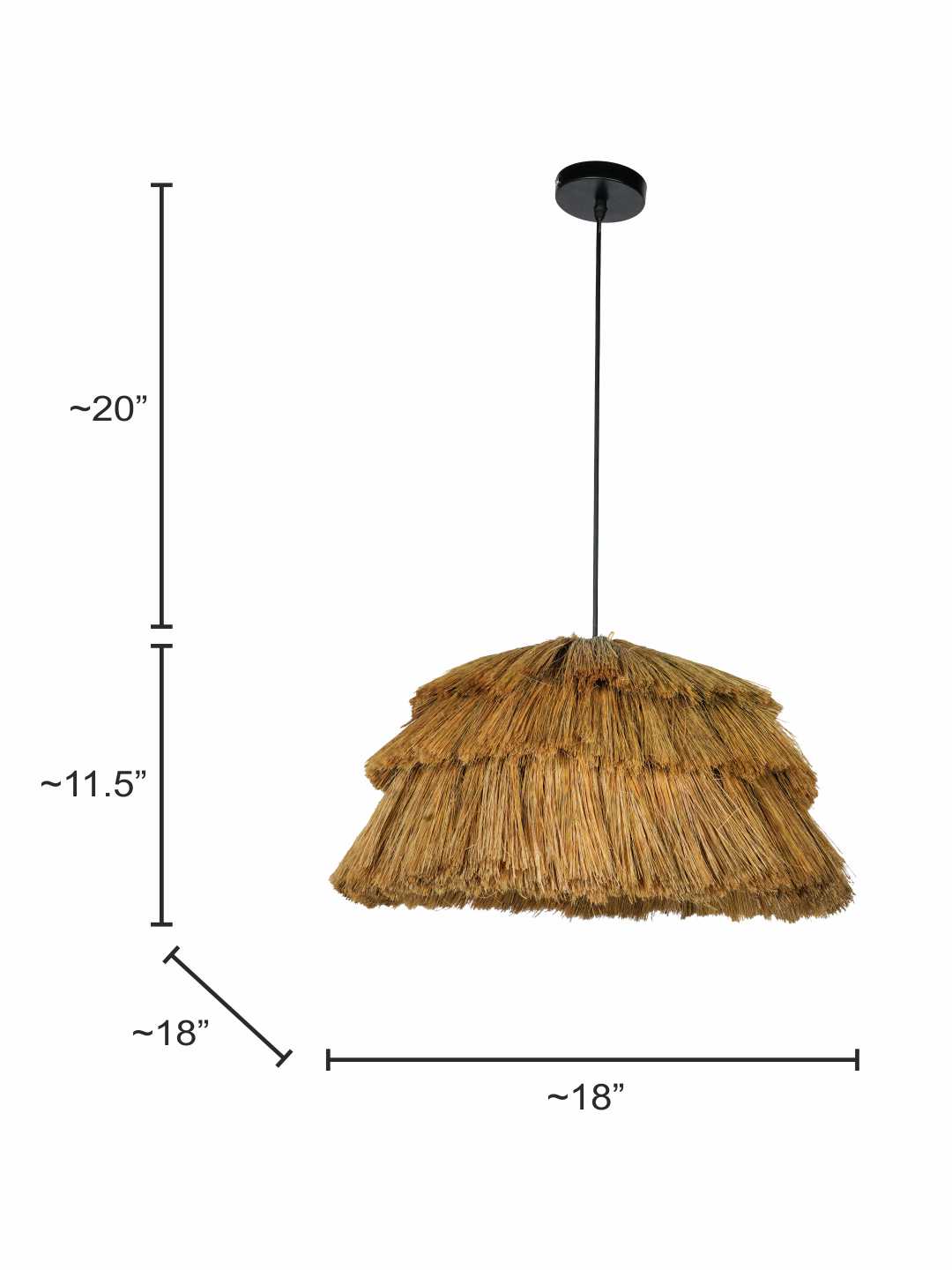 Bohemian Glow: Fringed Munja Hay Pendant Light Adds Rustic Charm & Modern Flair