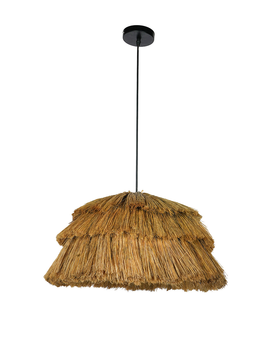 Bohemian Glow: Fringed Munja Hay Pendant Light Adds Rustic Charm & Modern Flair