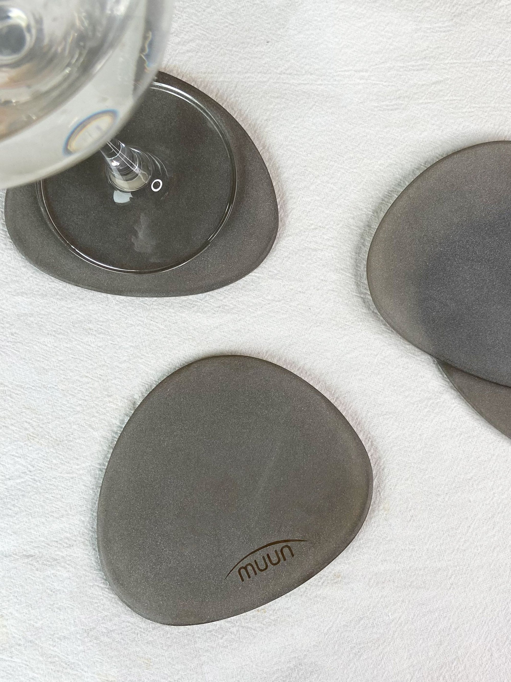 Brown Frosted Glass Coasters Set of 4