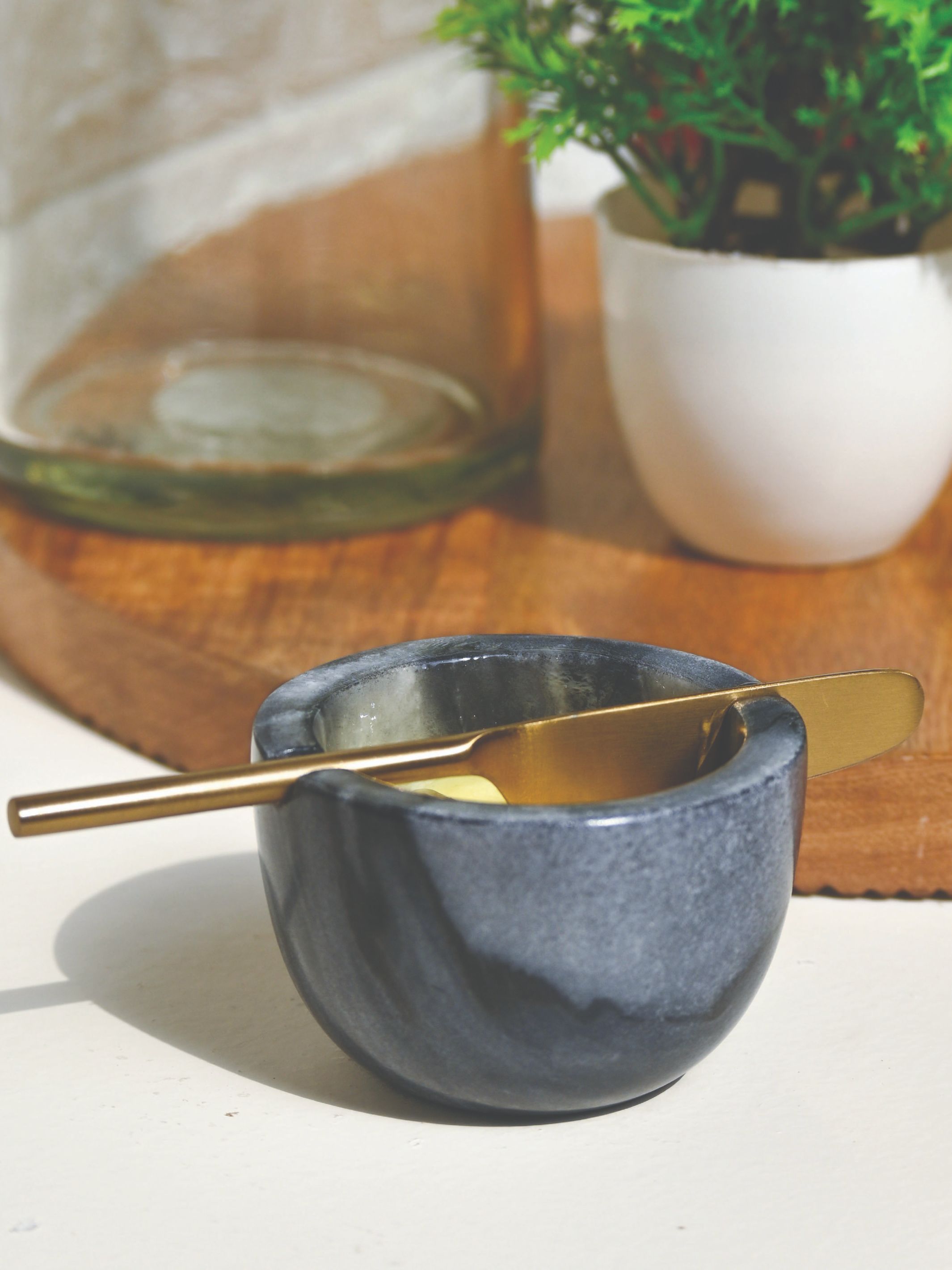 Marble Butter Dish & Knife