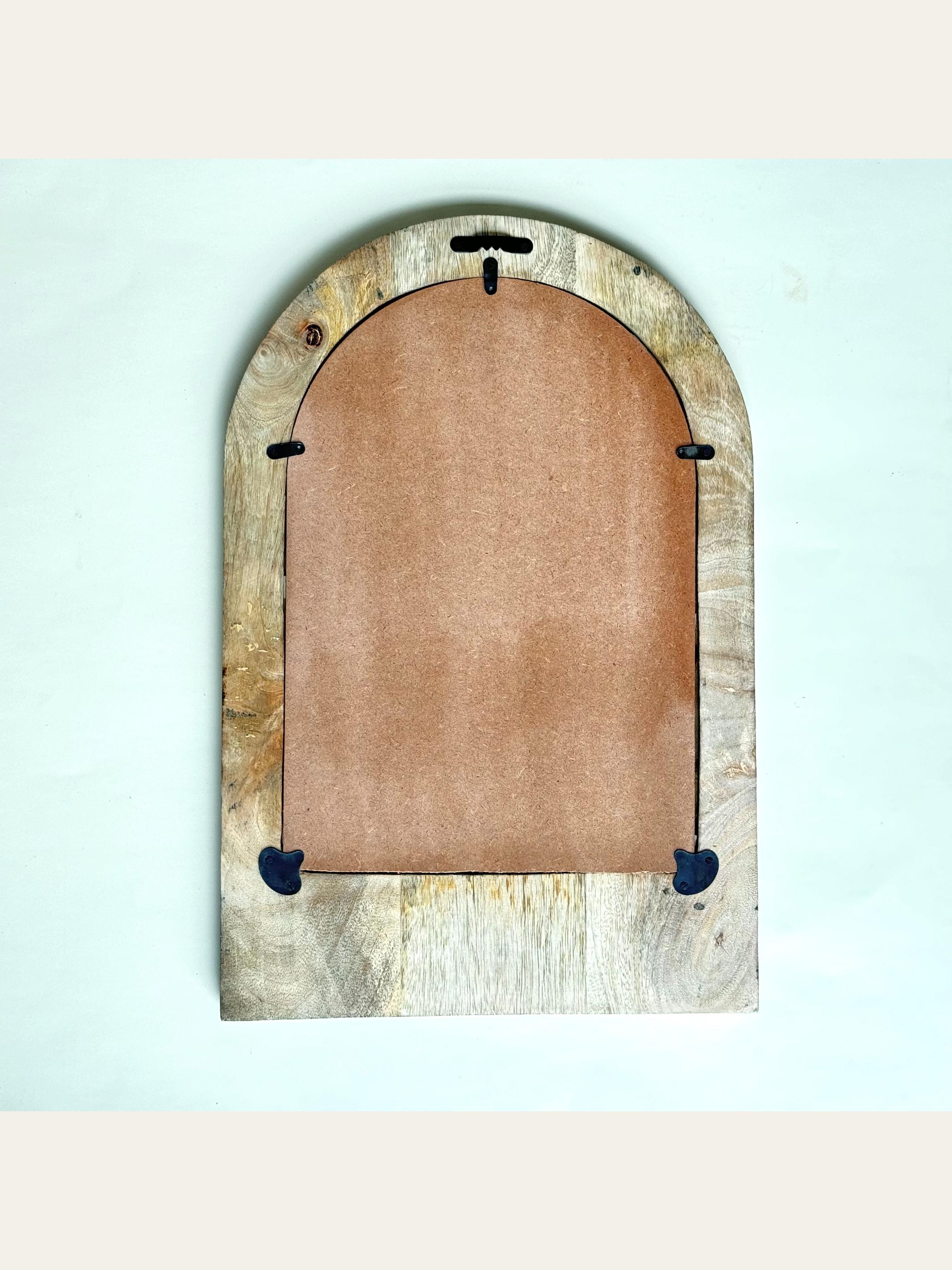 Carved Wooden Arch Wall Mirror White