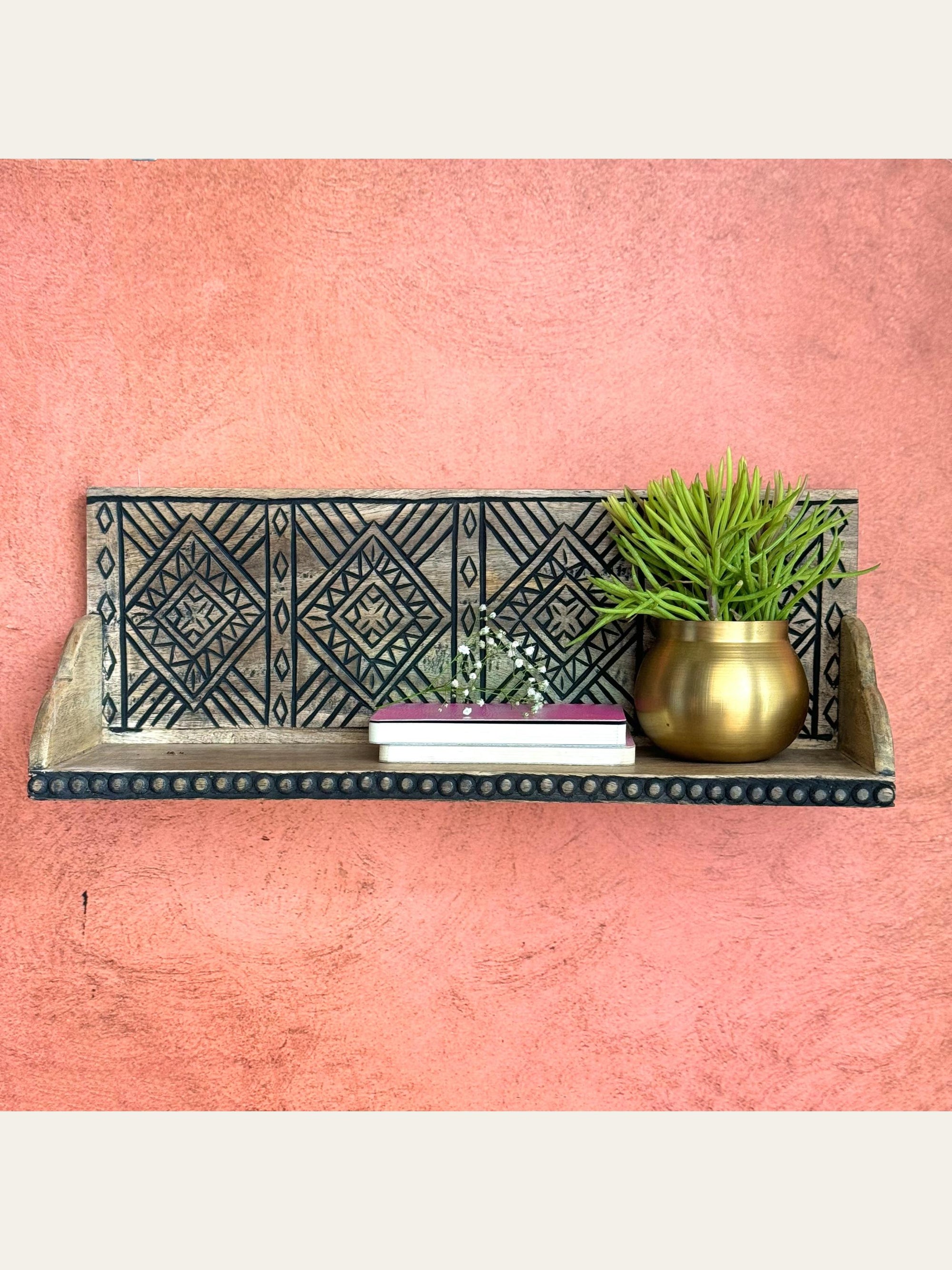 Carved Wooden Wall Shelf