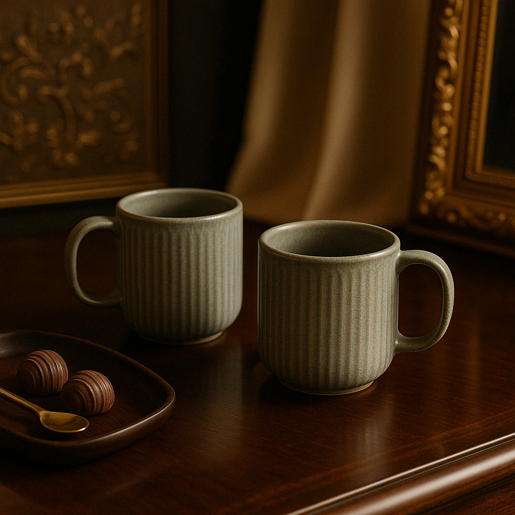 Striped Mug by Glimpse Homes | 330 ml | Set of 2 mugs | Spacegrey