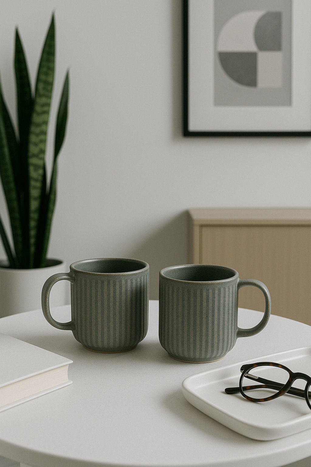 Striped Mug by Glimpse Homes | 330 ml | Set of 2 mugs | Spacegrey