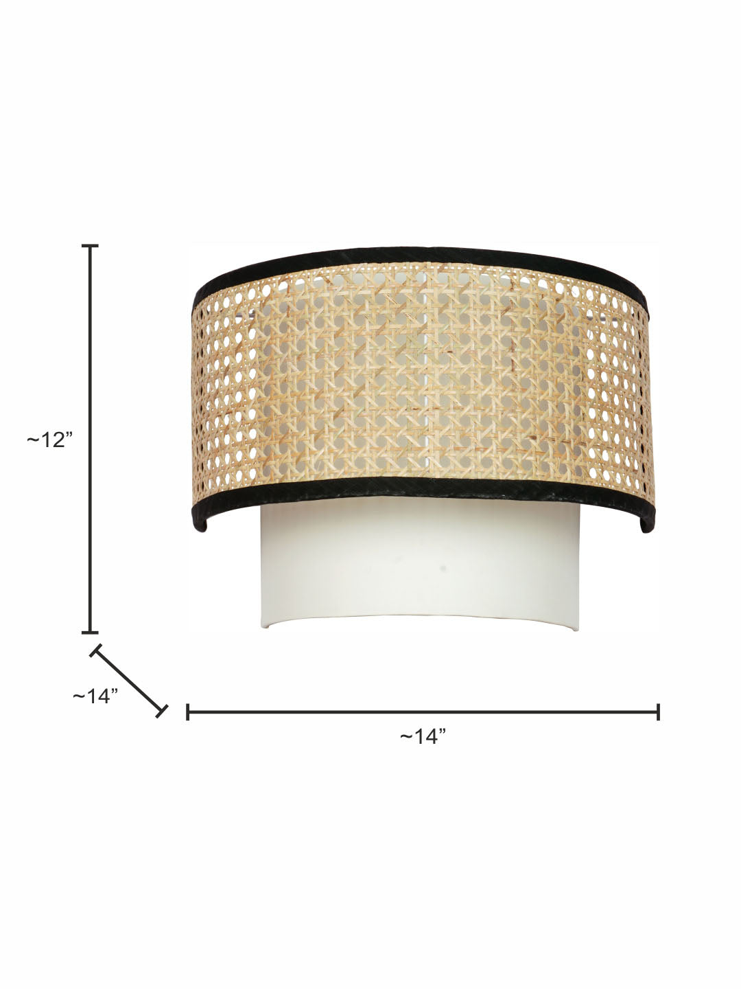 Concentric Cane & Fabric Half Drum Shade Contemporary Single Wall lamp