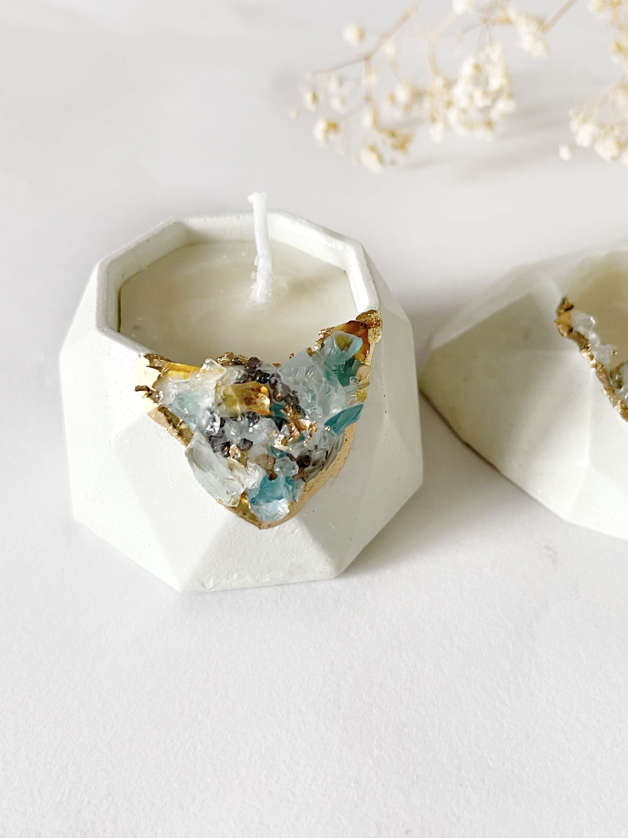 Concrete & Crystal Tea Light