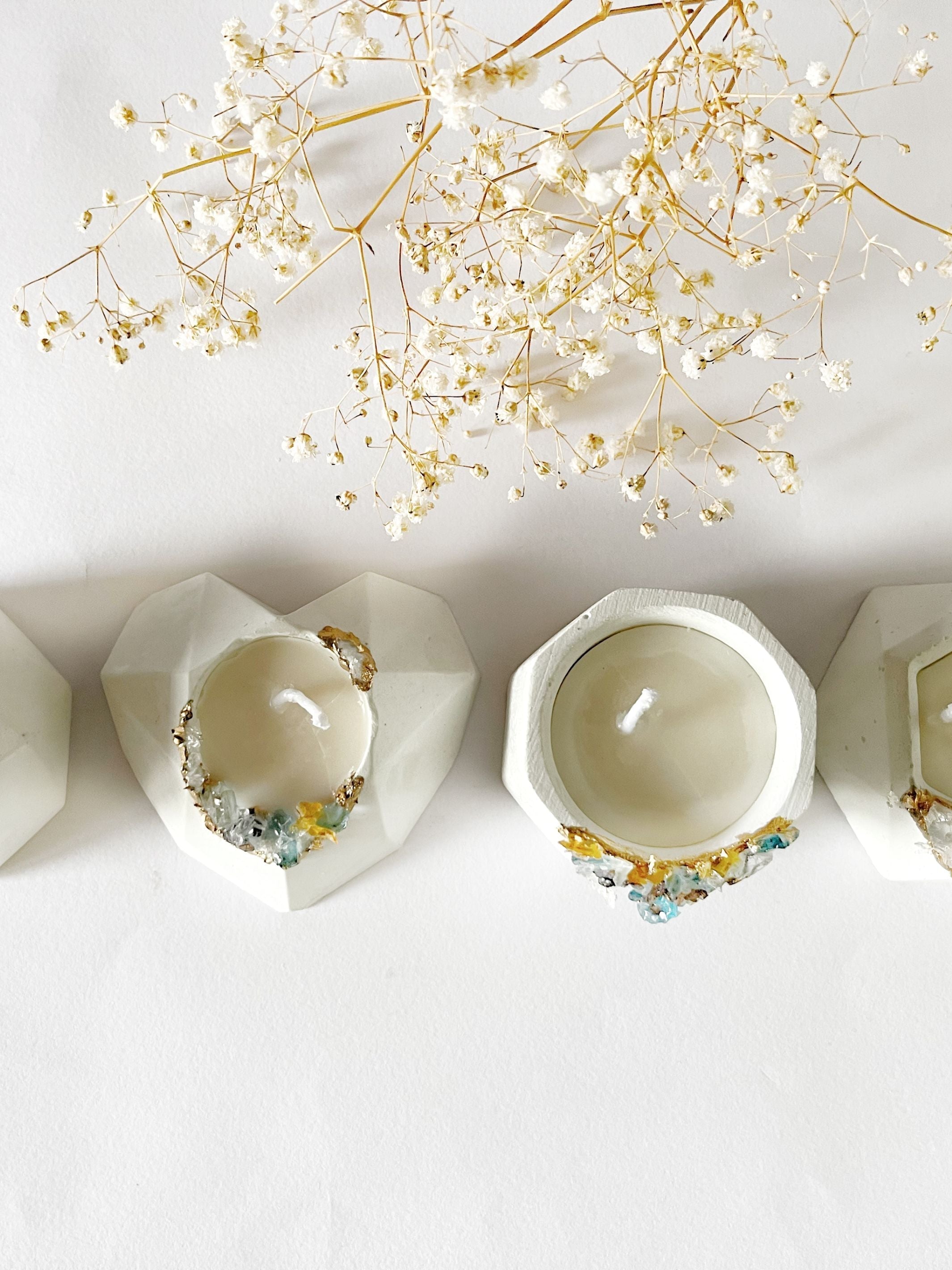 Concrete & Crystal Tea Light