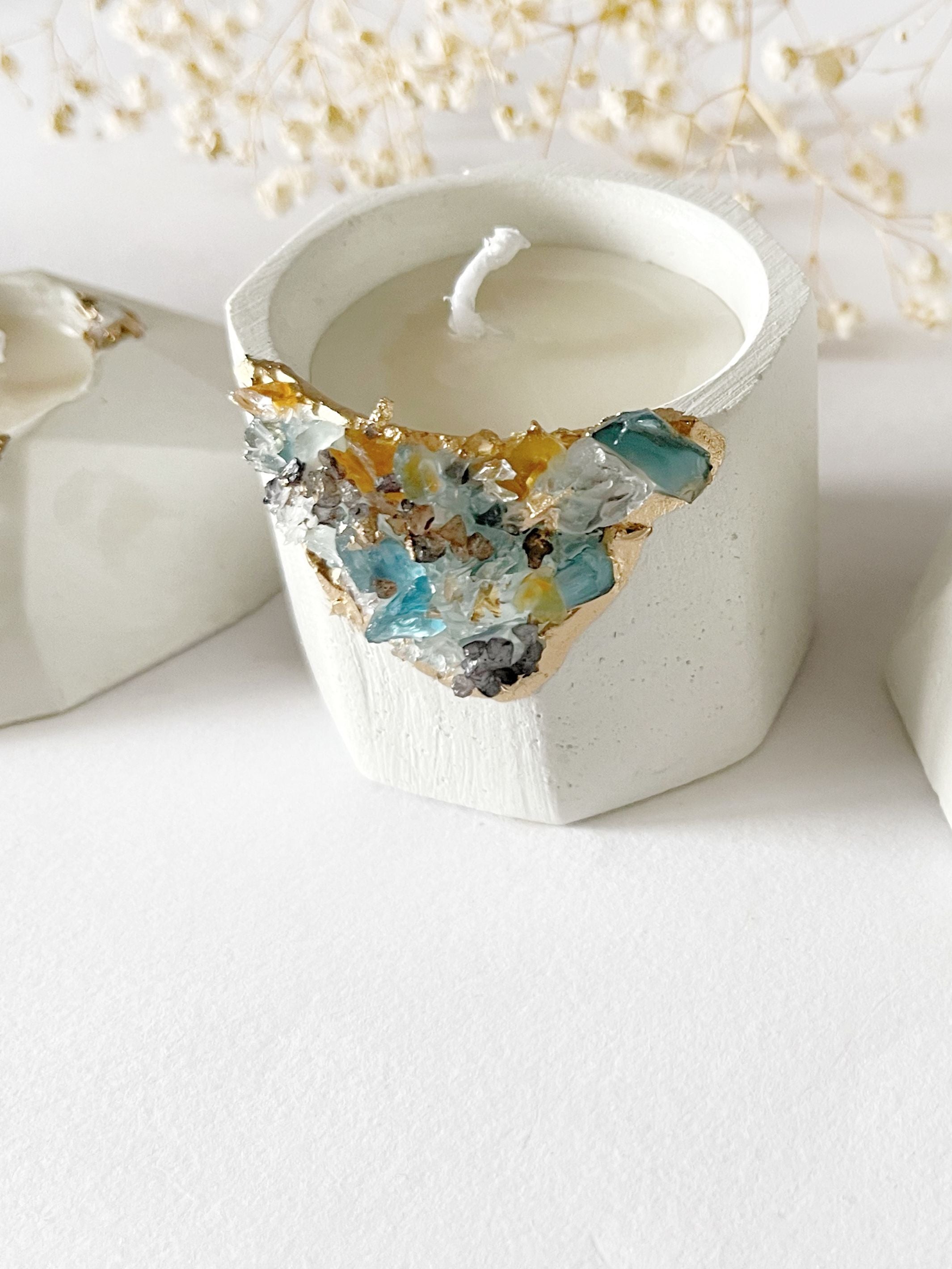 Concrete & Crystal Tea Light