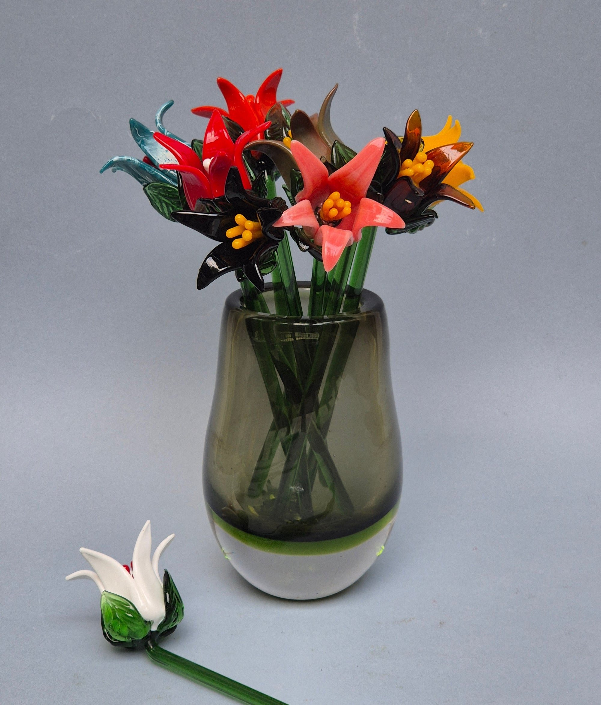Tinsel Lily Glass Flower Stem - Coral
