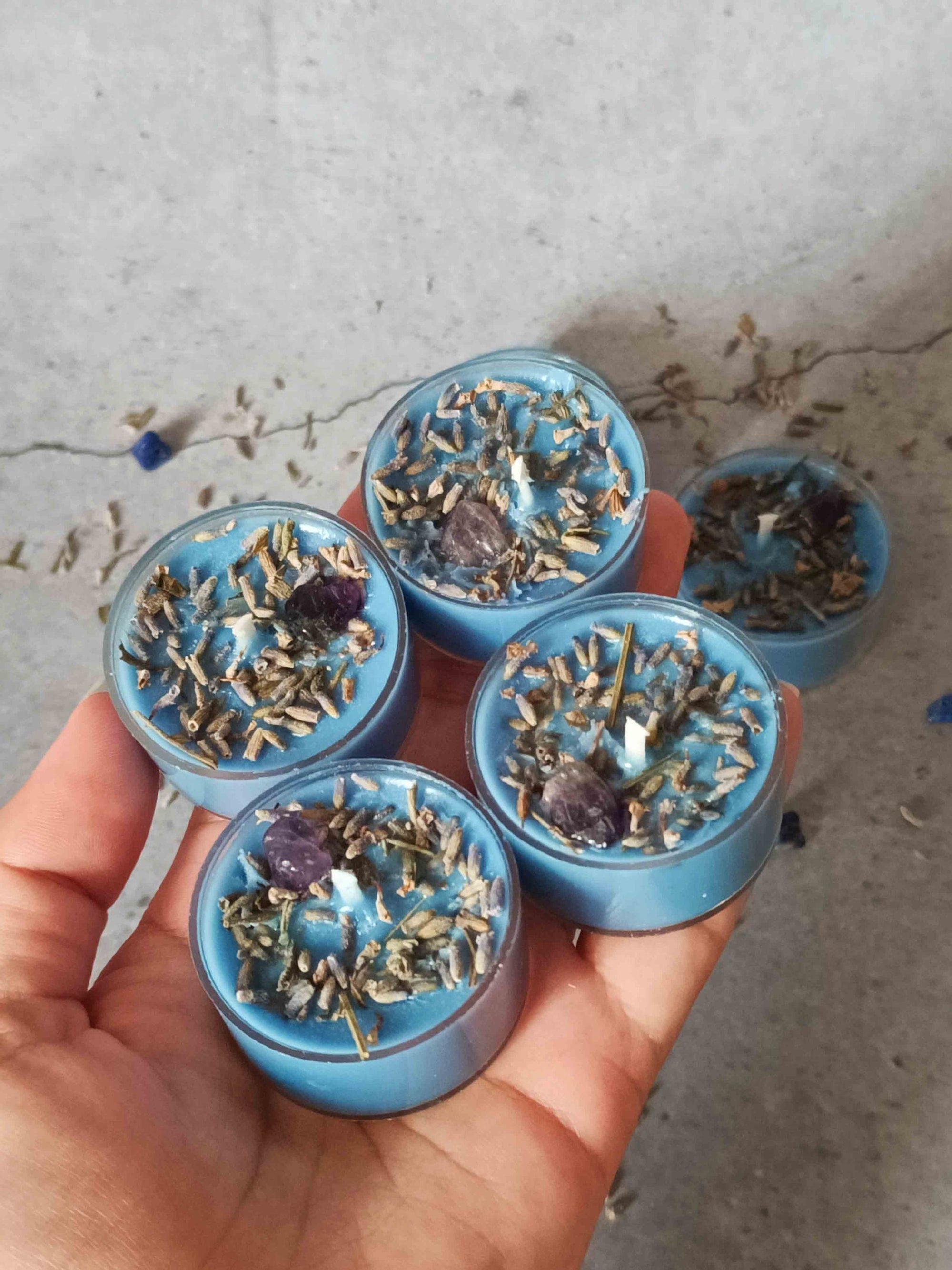 Tealight Candle Set Of 6 - Crystal & Herbs