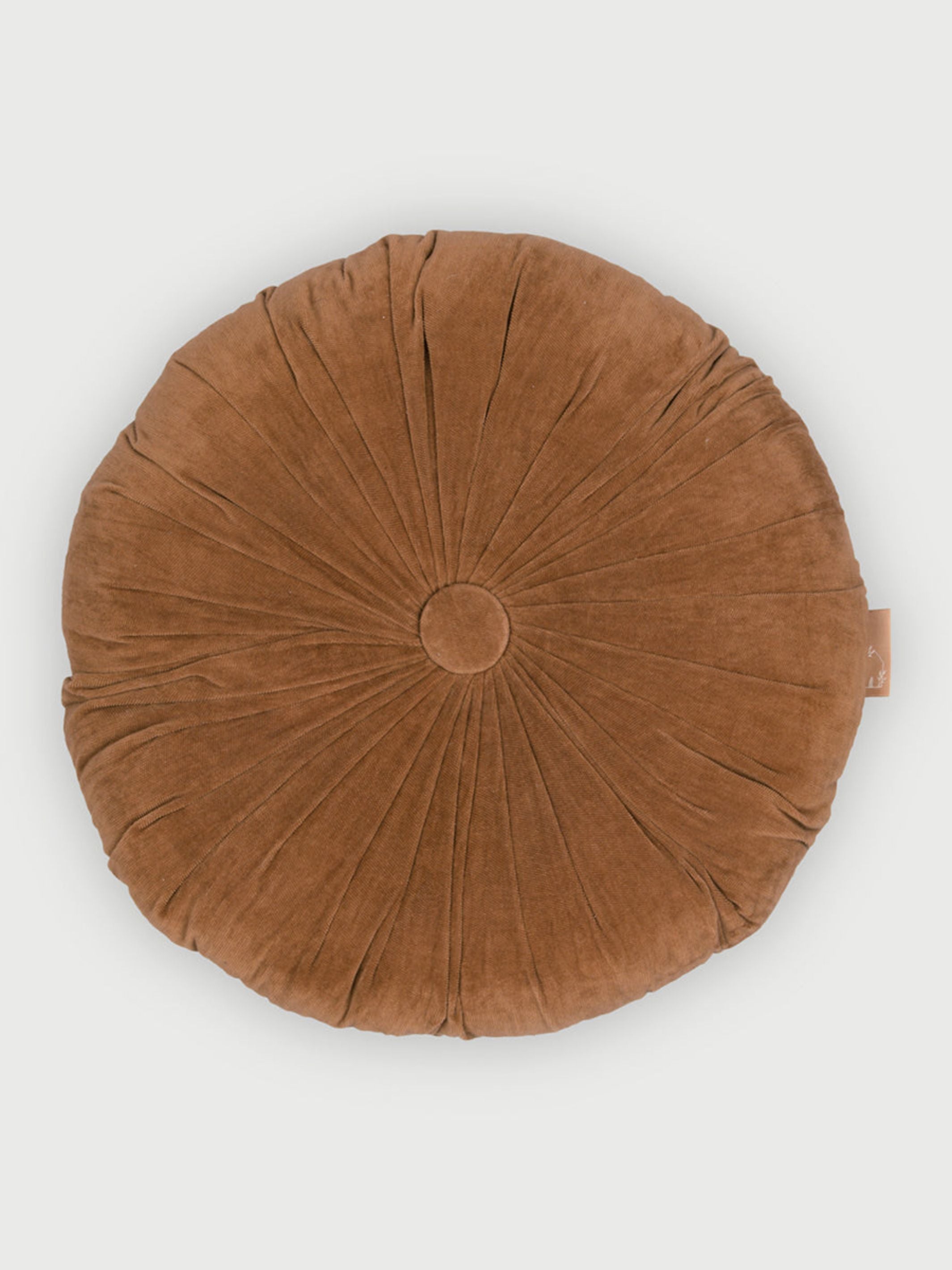 Cuddle Tan Brown Velvet  Round Cushion