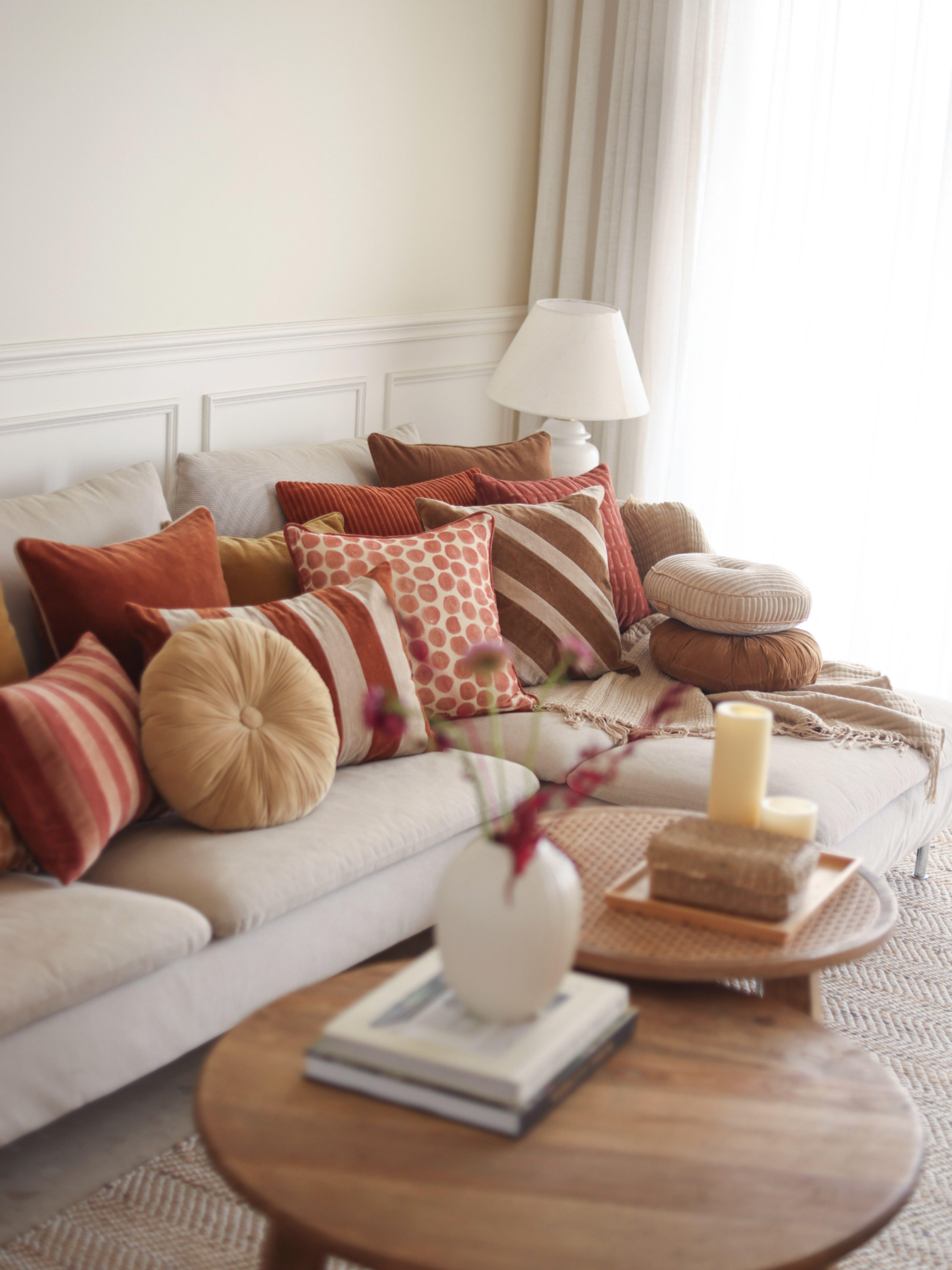 Cuddle Tan Brown Velvet  Round Cushion