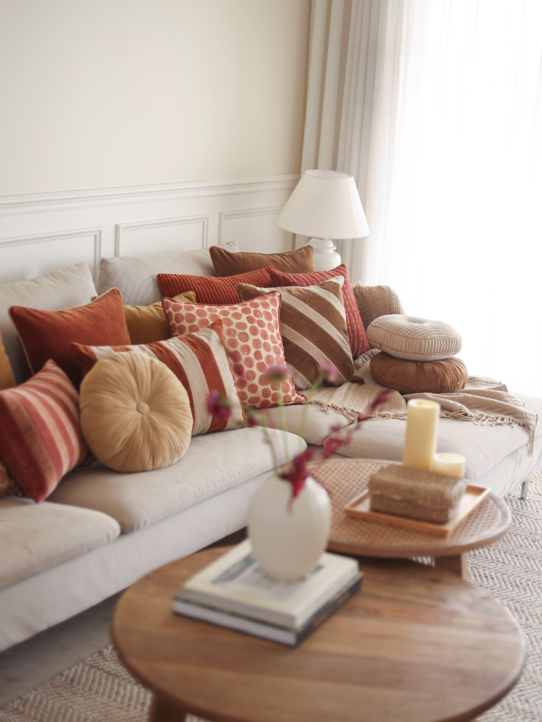 Cuddle Tan Brown Velvet  Round Cushion