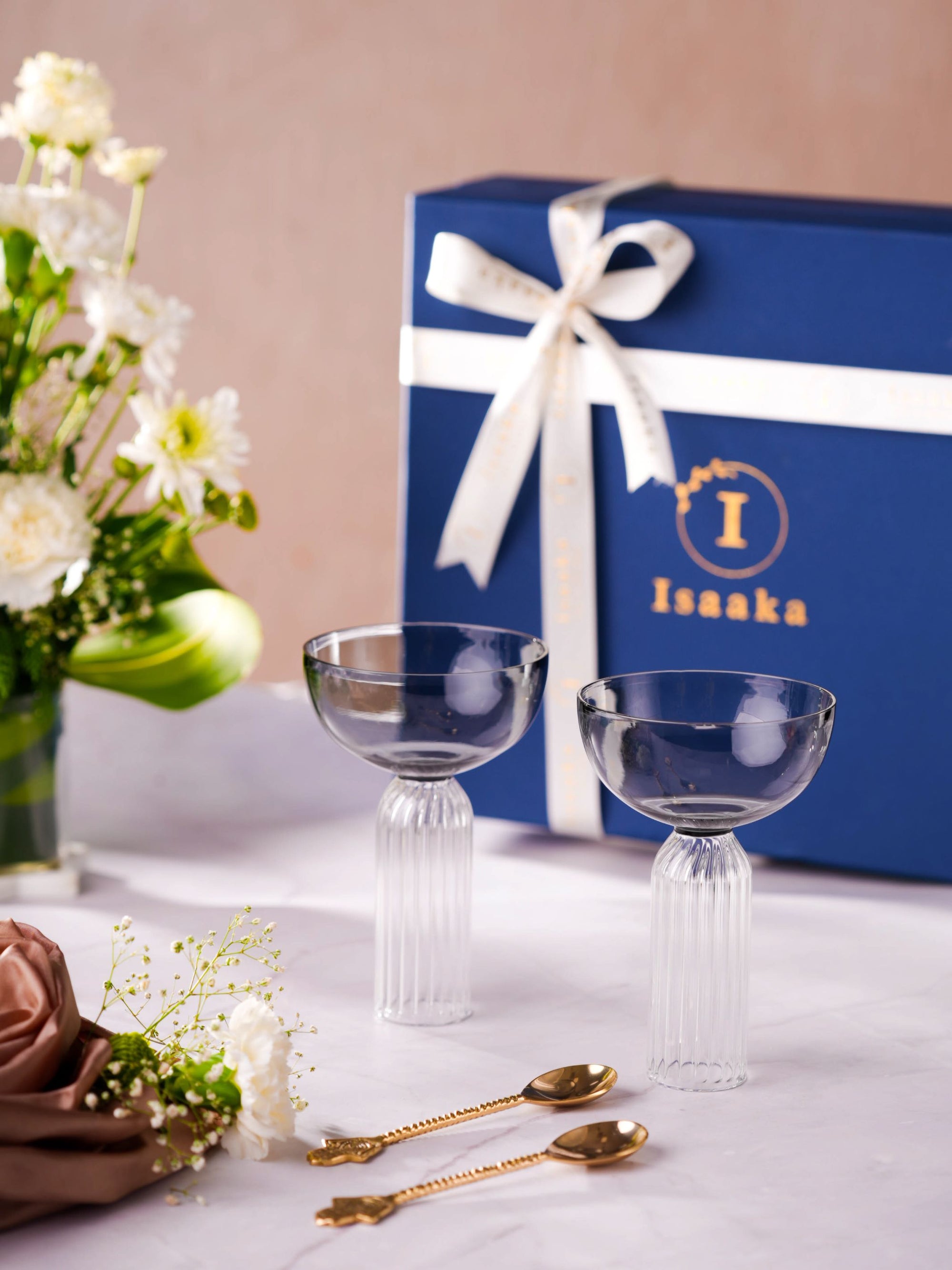 Dd Grey Stem Glass Set Of 4 Gift Box